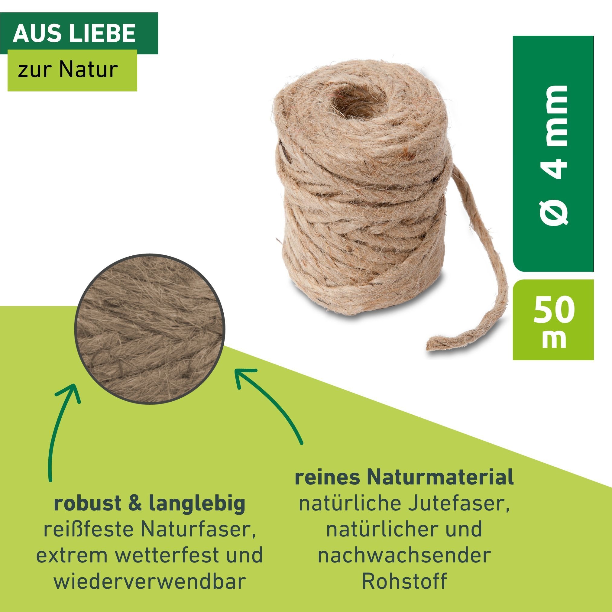 Windhager Pflanzschnur »reines Naturmaterial, Jute-Schnur, Garn zur Befestigen von Pflanzen« 1 Stk. tlg. Vliesen und Matten, erhältlich in 1,5 mm x 170 m oder 4 mm x 50 m