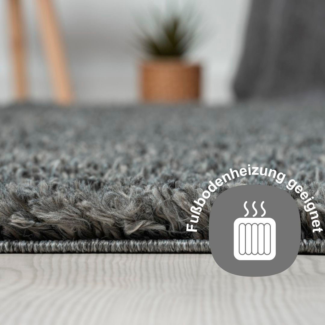 OTTO home Hochflor-Bettumrandung »Banji« Höhe 37 mm 3 tlg. Uni Farben, weich und flauschig, auch als Läufer & in rund erhältlich