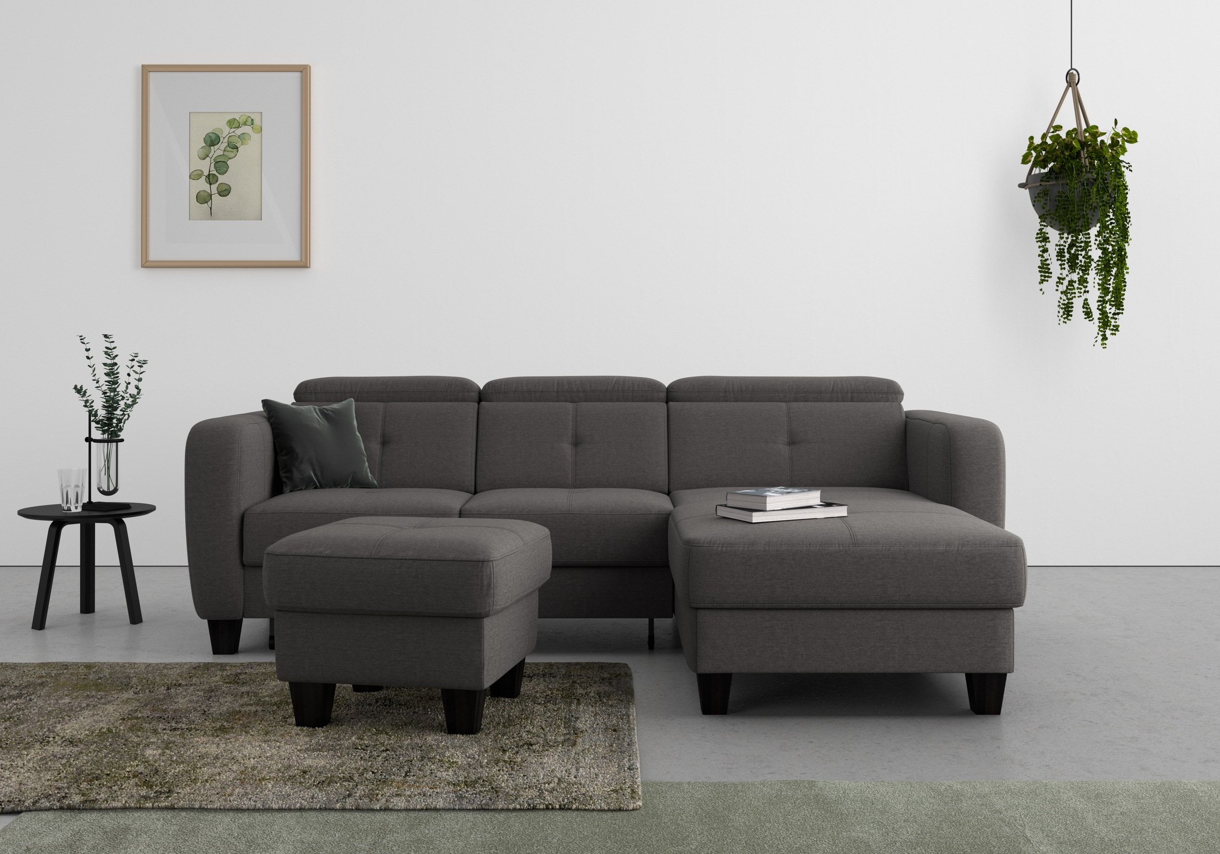 sit&more Ecksofa »Belluci L-Form«, inklusive Federkern, wahlweise mit Bettfunktion und Bettkasten