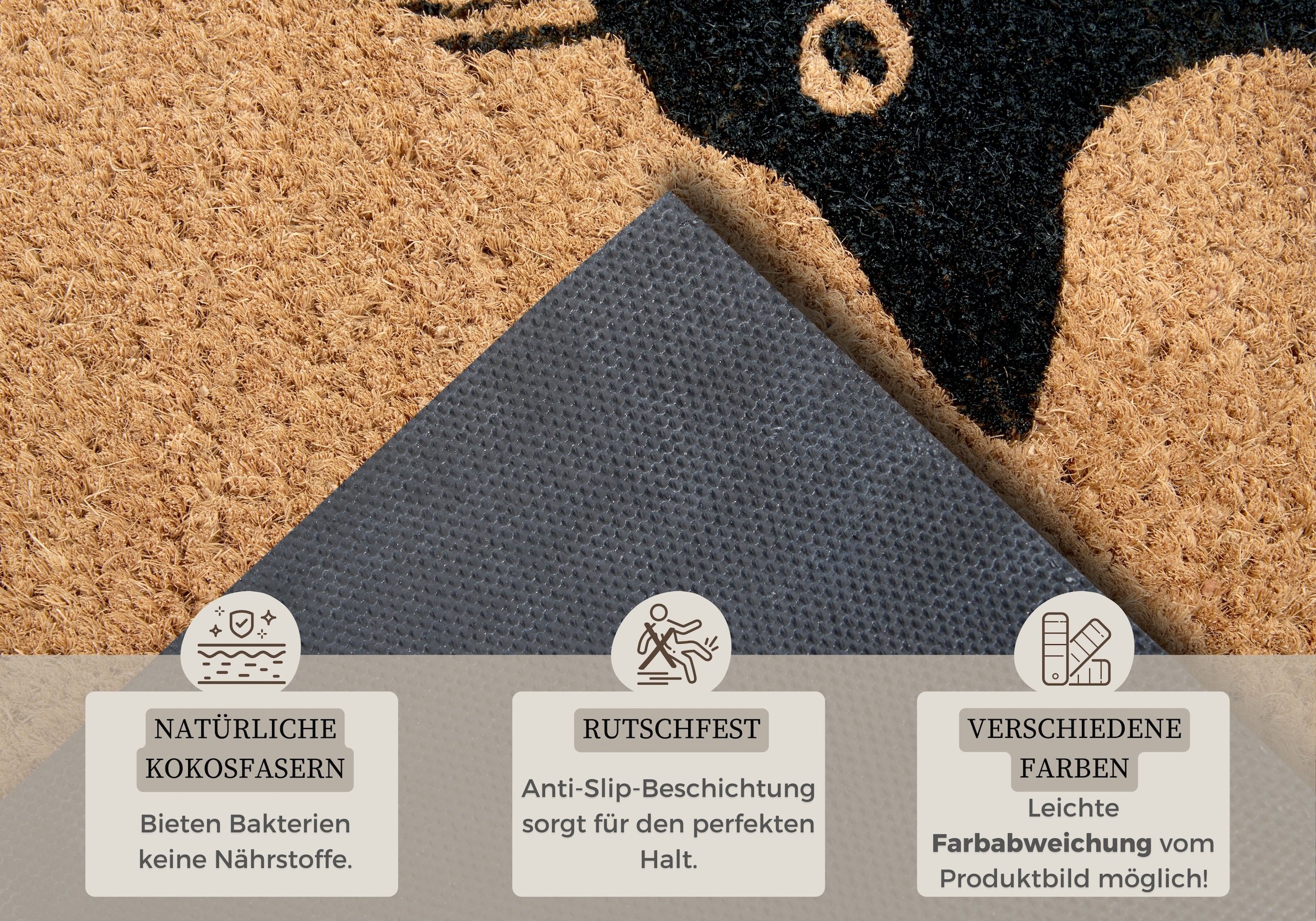 HANSE Home Fußmatte »Mix Mats Kokos Cat Fan«, rechteckig, 15 mm Höhe, Kokos, Schmutzfangmatte, Outdoor, Rutschfest, Innen, Kokosmatte, Flur