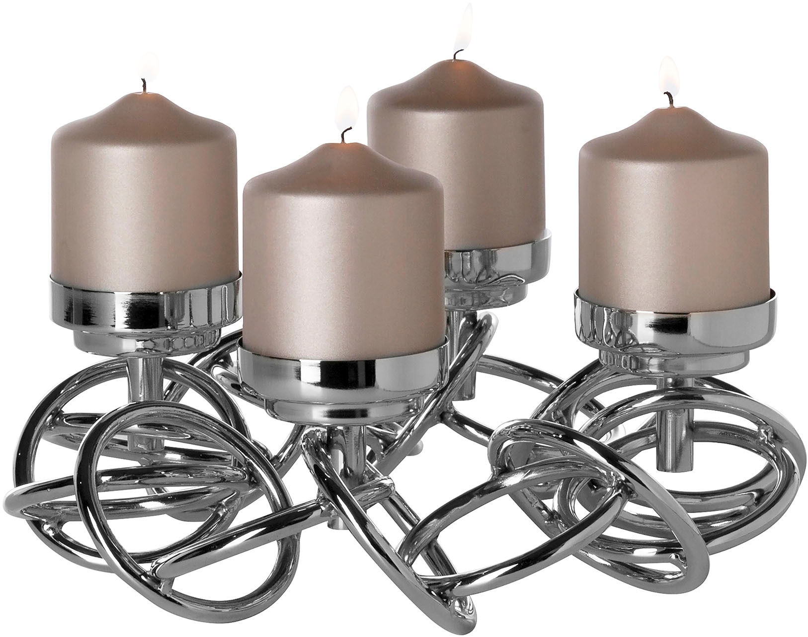 Kerzenleuchter »SONETTE«, (1 St.), Adventskranz, Leuchterkranz, 4-flammig, vernickelt,...