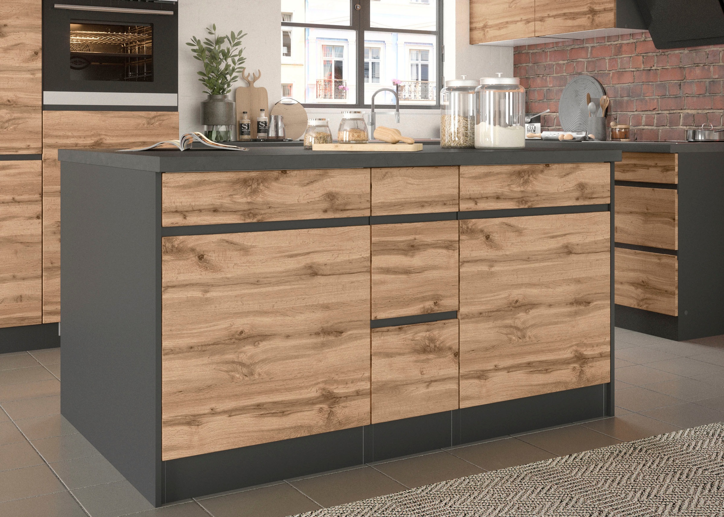 KOCHSTATION Kochinsel »KS-Riesa«, Breite 153 cm, Tiefe 100 cm, MDF-Fronten günstig online kaufen