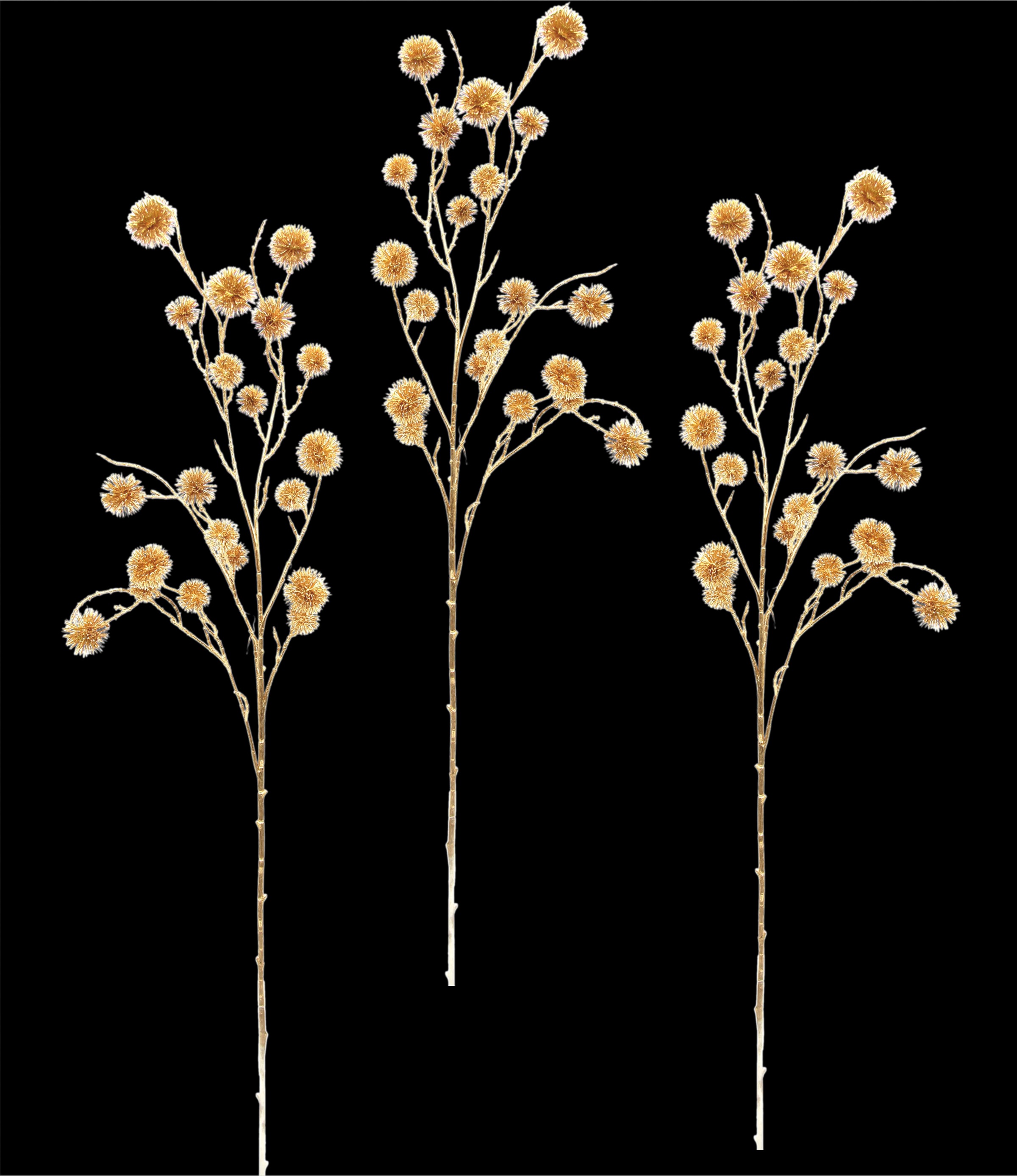 I.GE.A. Kunstblume »Distel«, Künstlicher Mini Distelzweig, gold Metallic, 3er Set