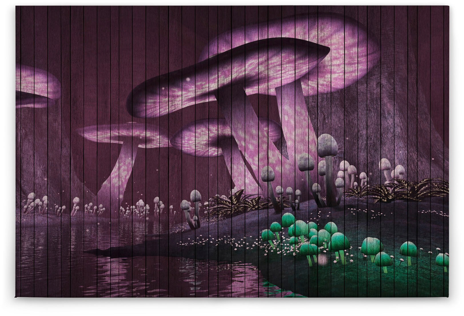 A.S. Création Leinwandbild »fantasy«, Kunst-Abstrakt-Kinder, (1 St.), Keilrahmen Bild Holzoptik Fantasiewelt Leinwand-Bild Wohnzimmer modern