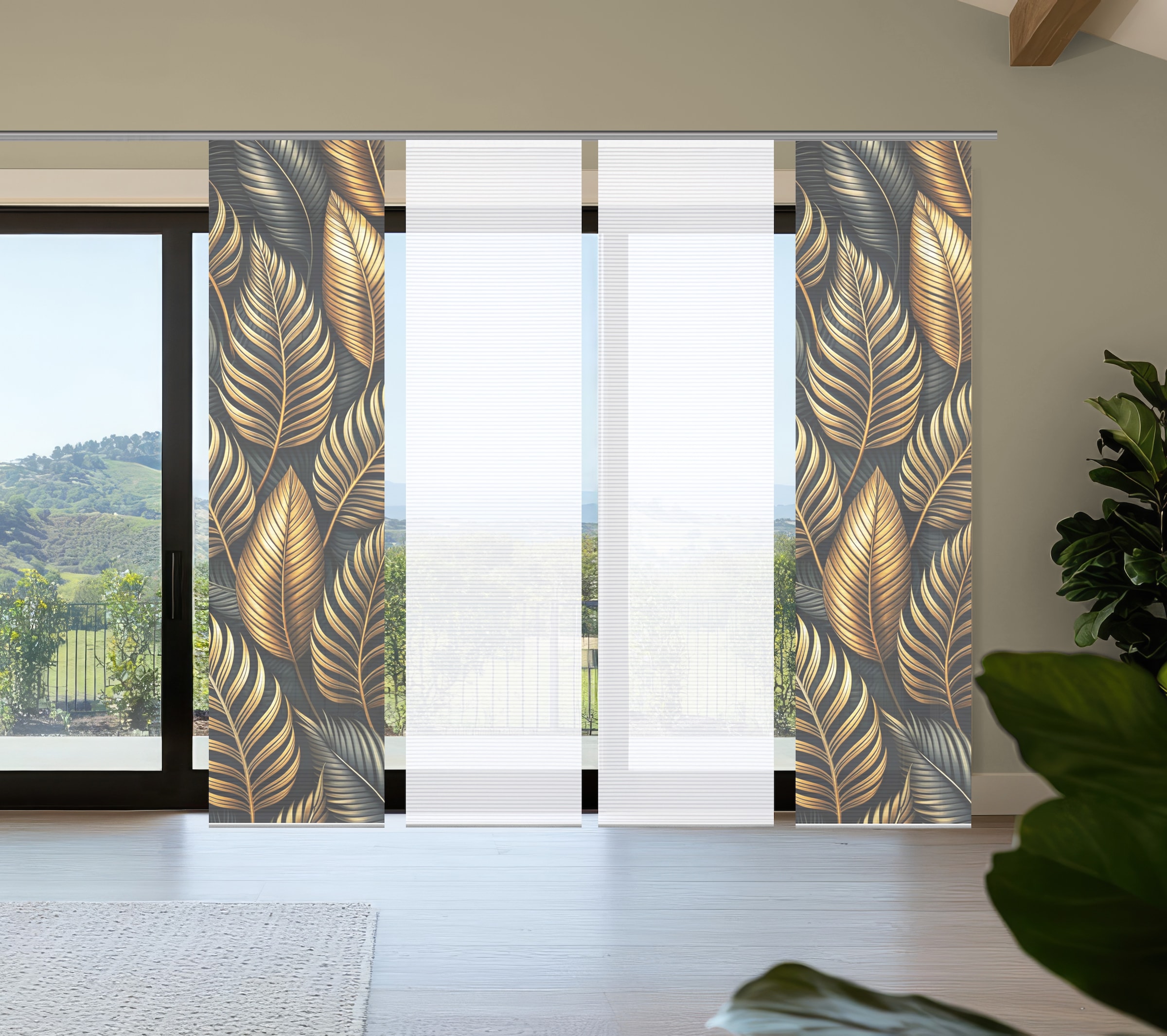 HOME in green Schiebegardine »ZEDRIC« Paneelwagen 4 Stk. tlg. Bambusoptik, günstig online kaufen