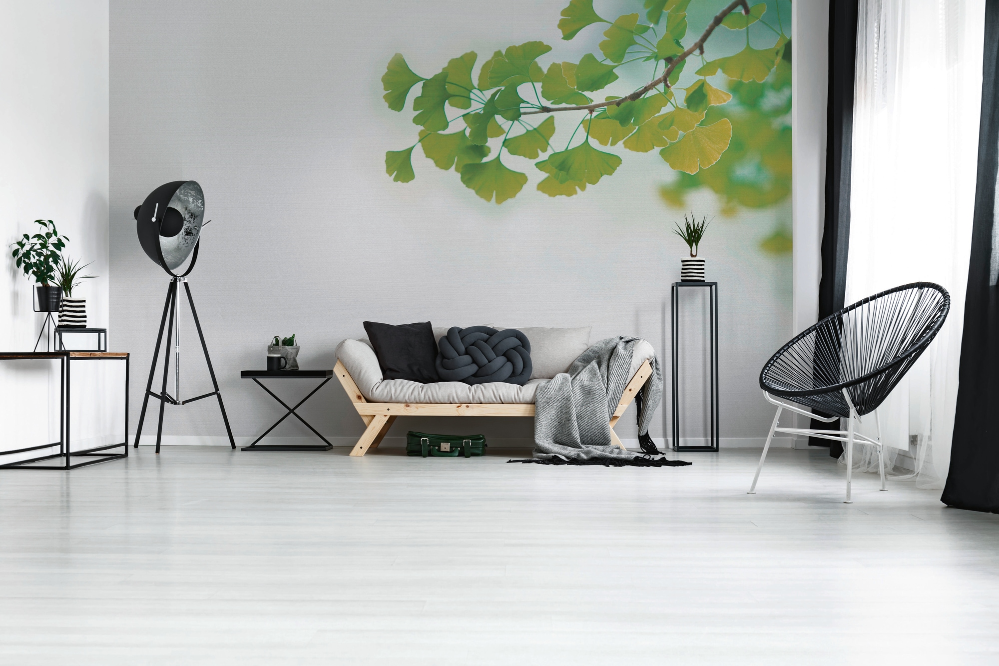 A.S. Création Vliestapete »Ginkgo-Tapete Zweige Hellgrün Weiß Naturmotiv« s günstig online kaufen