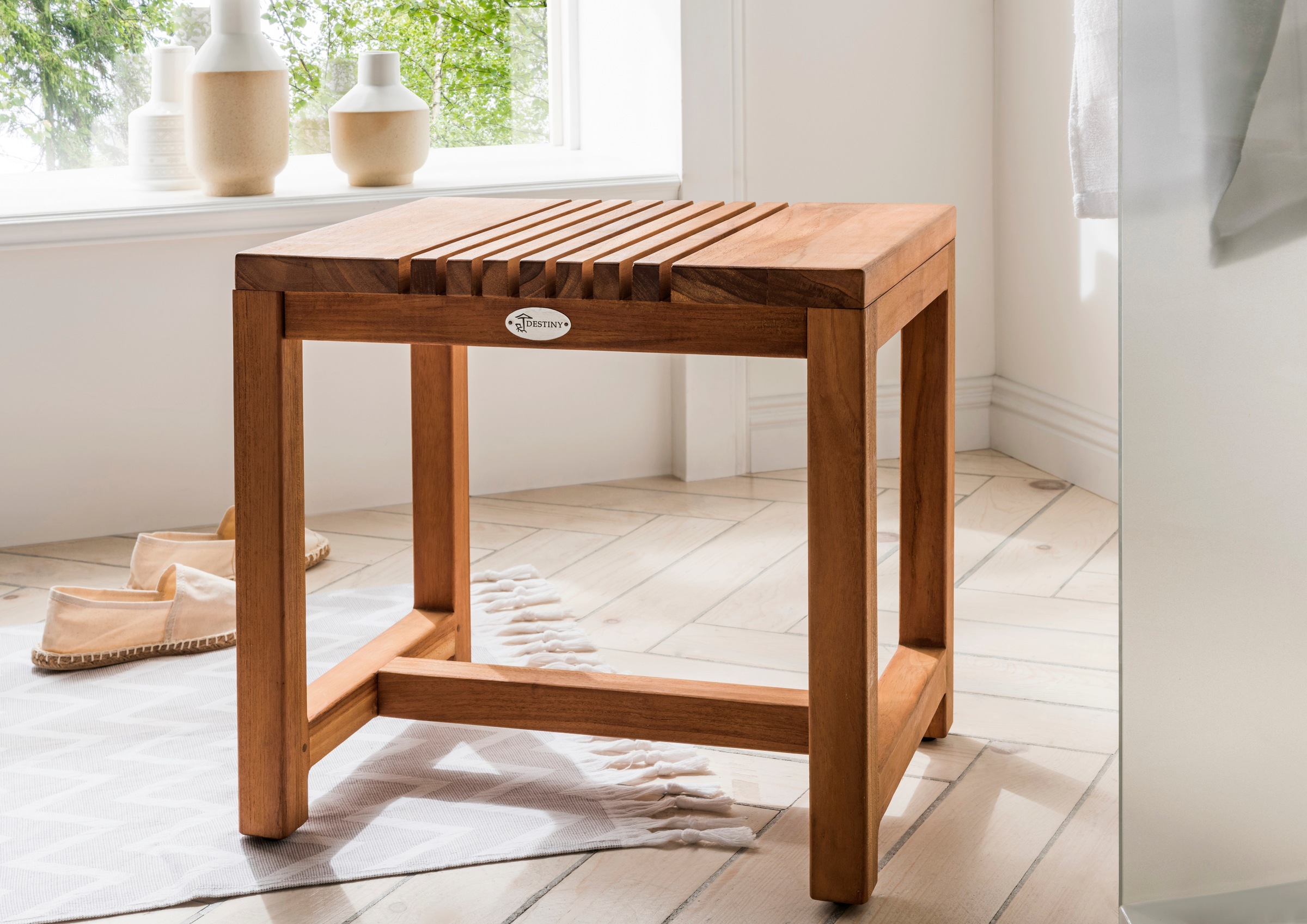 Destiny Badhocker »SPA & LIVING«, Saunabank 45,5x35,5x45cm, Teak günstig online kaufen