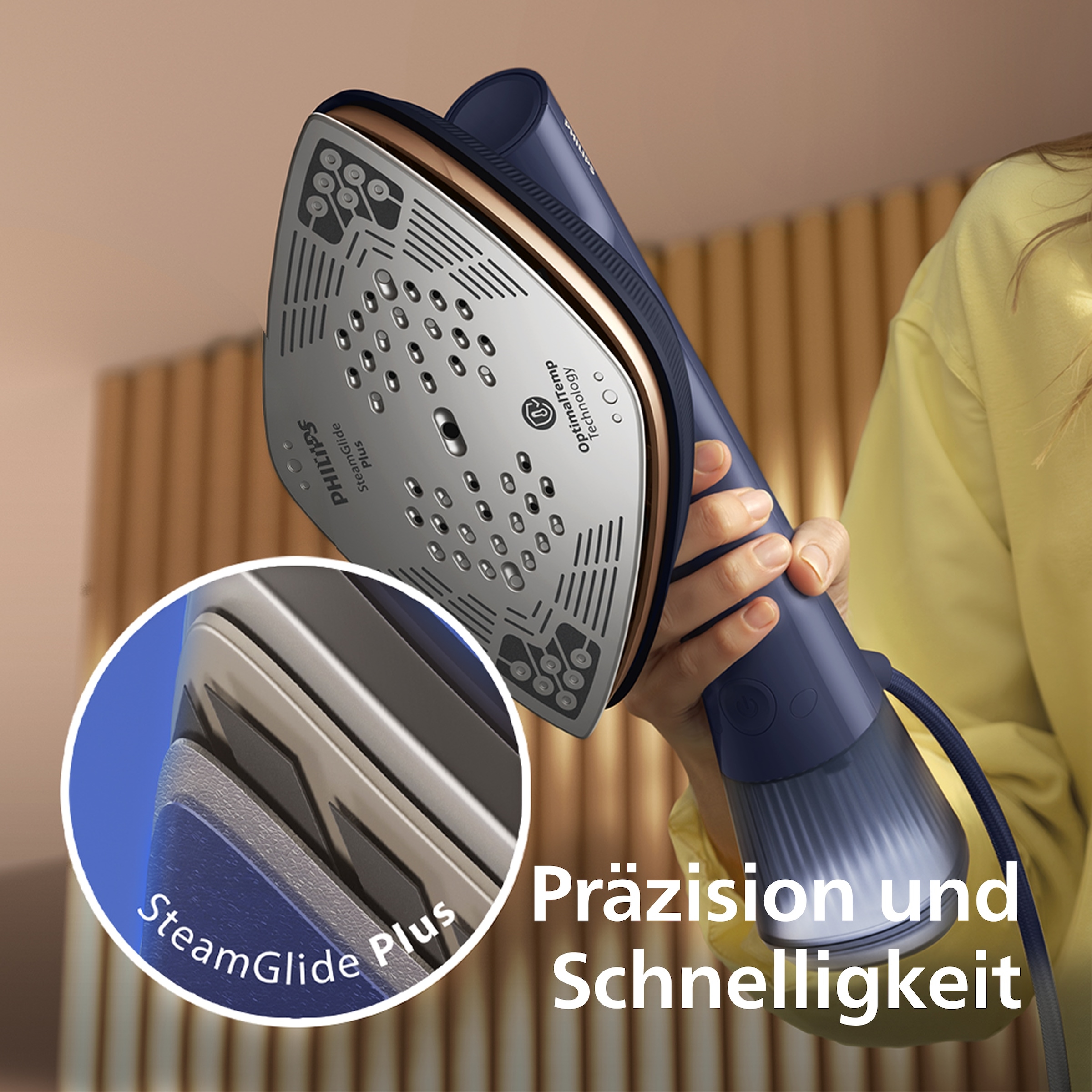 Philips Dampfbügeleisen »GC215/20 OneTurn 2-in-1 Bügeleisen & Steamer, SoftBoard & Dock inkl.« 1800 W 1800 W, SteamGlide Plus, 200ml+300ml Wasserbehälter u. 90 g Dampfstoß
