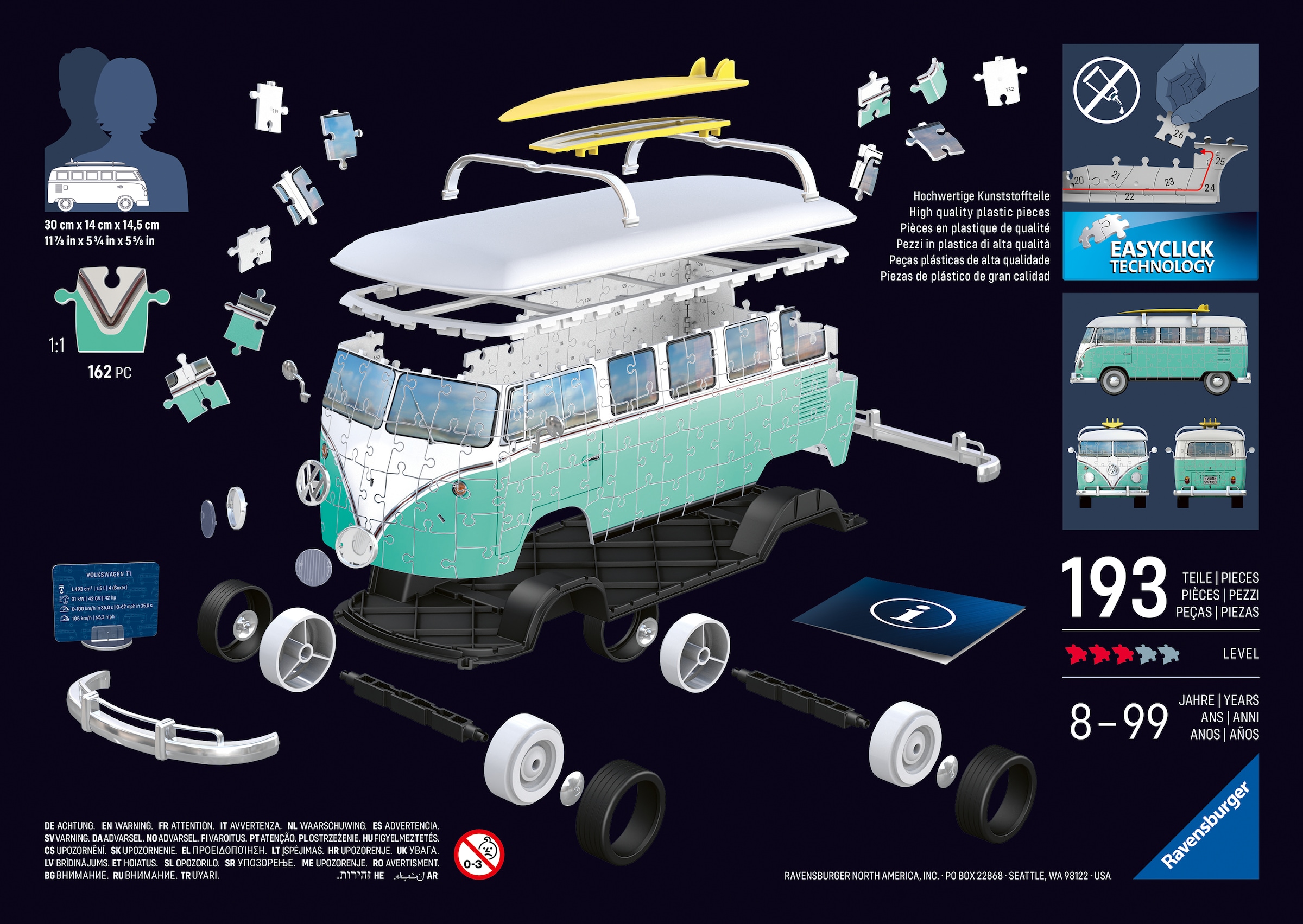 Ravensburger 3D-Puzzle »Iconics: Volkswagen T1 Chrom Edition« Made in Europe