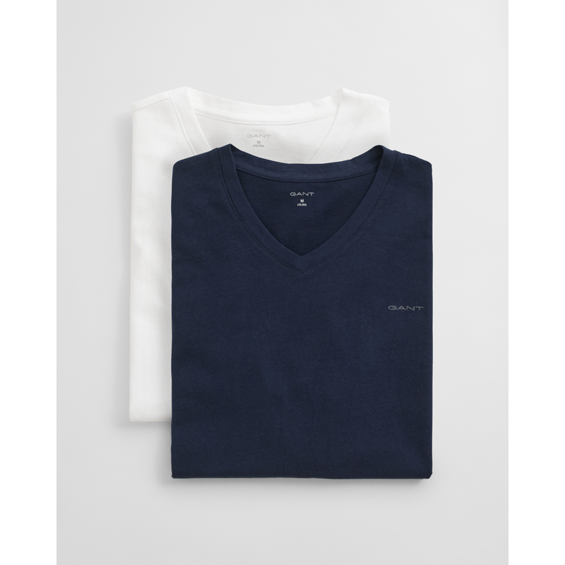 GANT Kurzarmshirt »V-NECK T-SHIRT 2-PACK« Mit V-Ausschnitt NAVY / WHITE M M Klassisches T-Shirt von GANT