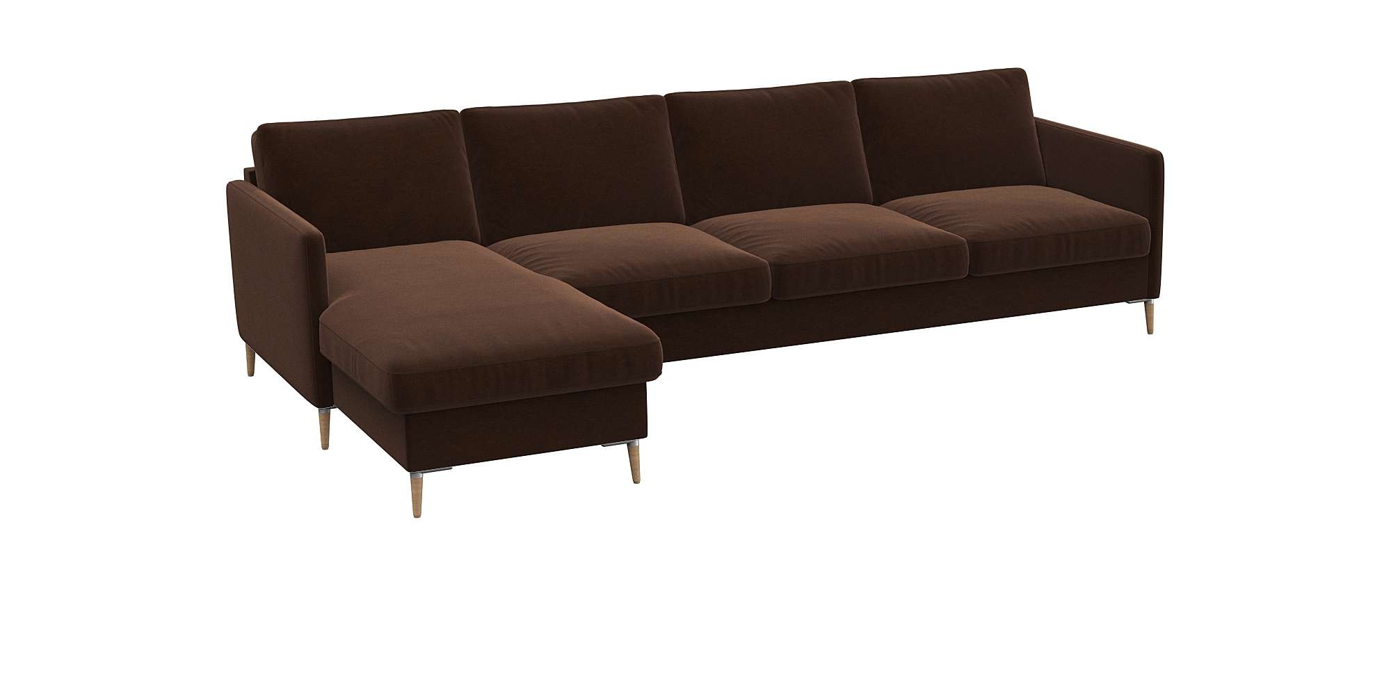 FLEXLUX Ecksofa »Fiore, super Sitzkomfort durch Kaltschaum im Sitz, L-Form«, schmale Armlehnen, Füße Alu+ Eiche