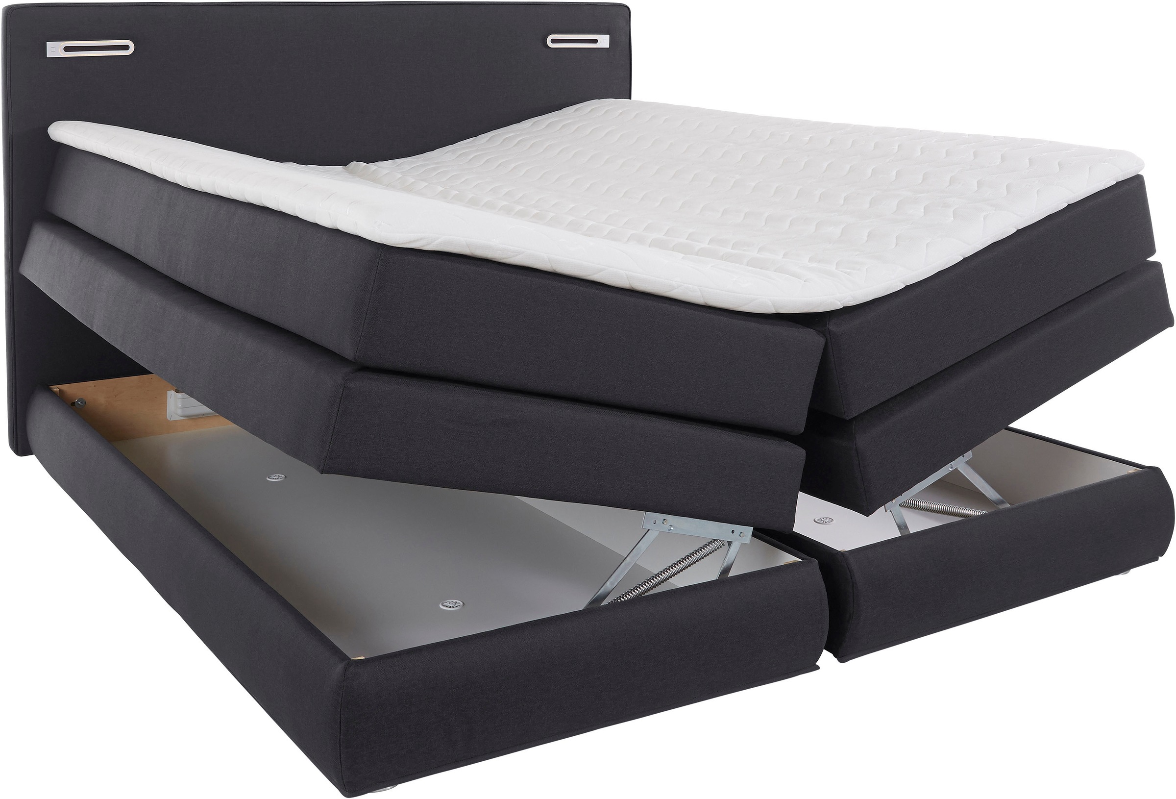 COLLECTION AB Boxspringbett »Ninoni«, inkl. Bettkasten, Topper und wahlweise mit LED-Beleuchtung, Liegefläche 180 x 200 cm