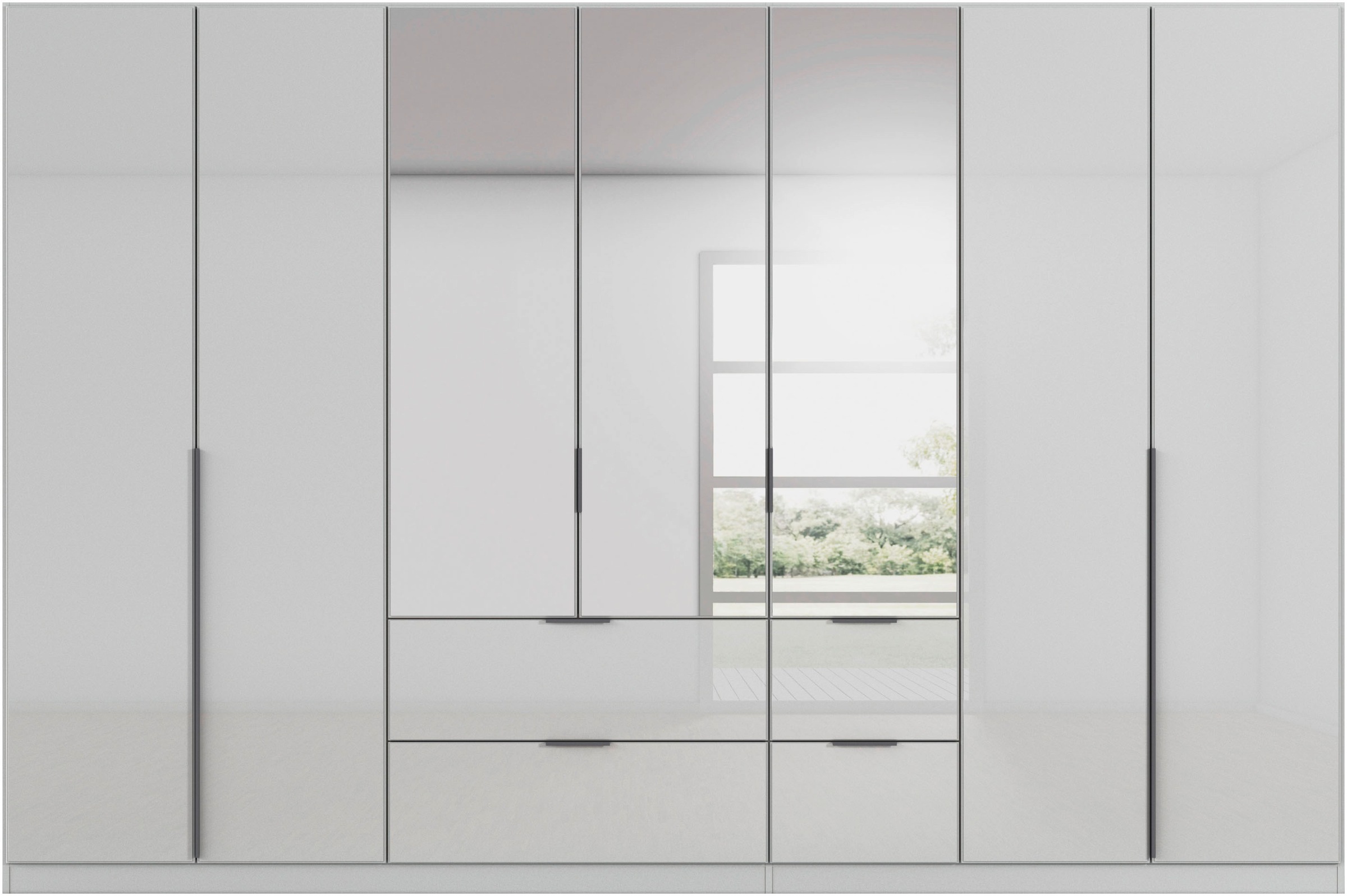 rauch Drehtürenschrank »Kleiderschrank Kleiderschränke Schrank Garderobe AGORDO mit Glasfront«, (in zwei Griff-Farben, Breiten 91-360 cm), mit Außenschubkästen, in 7 Breiten und 2 Höhen MADE IN GERMANY