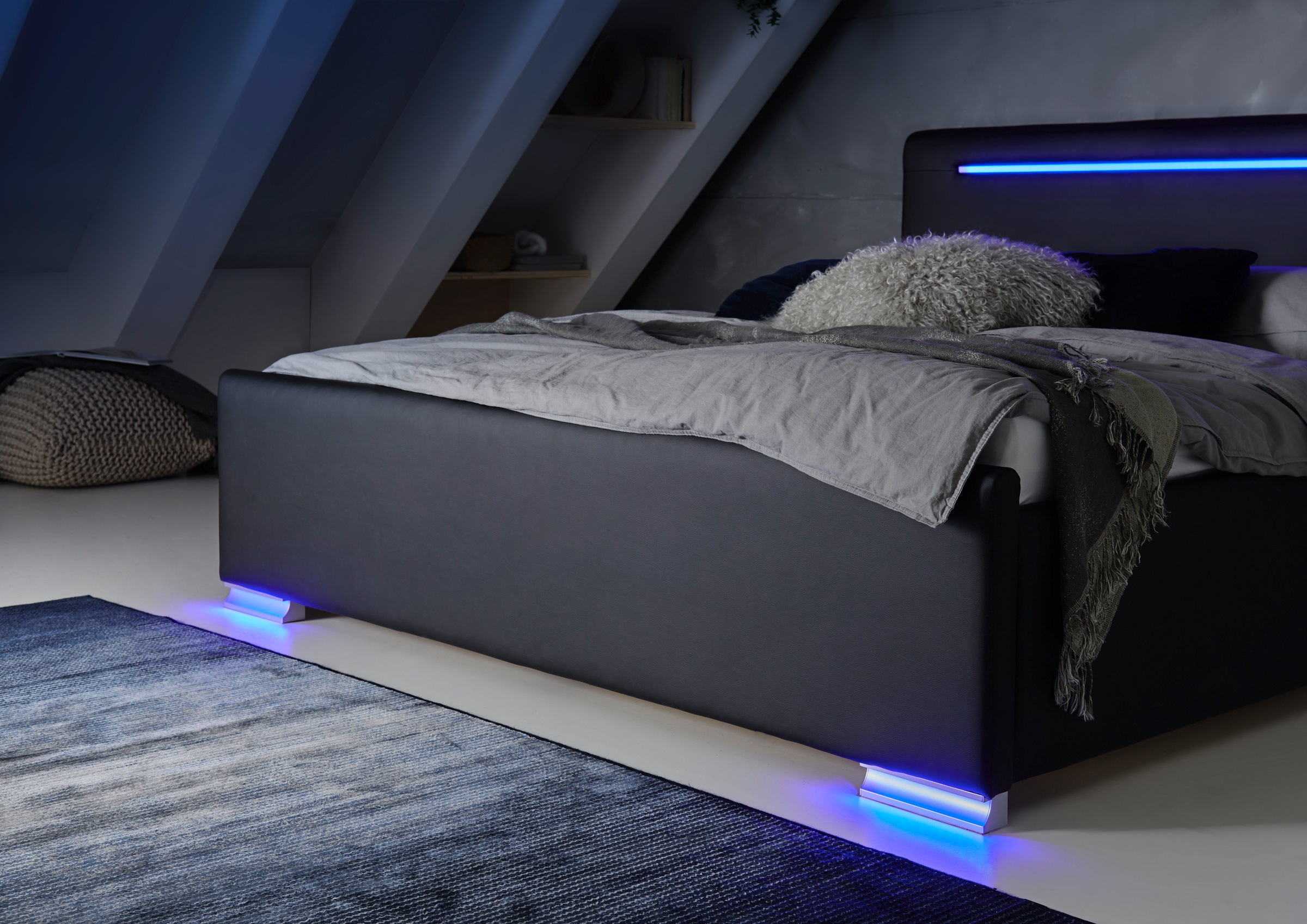 meise.möbel Polsterbett »Las Vegas III mit LED-Beleuchtung und USB-Anschluss«, erhältlich in den Breiten 140 & 180cm