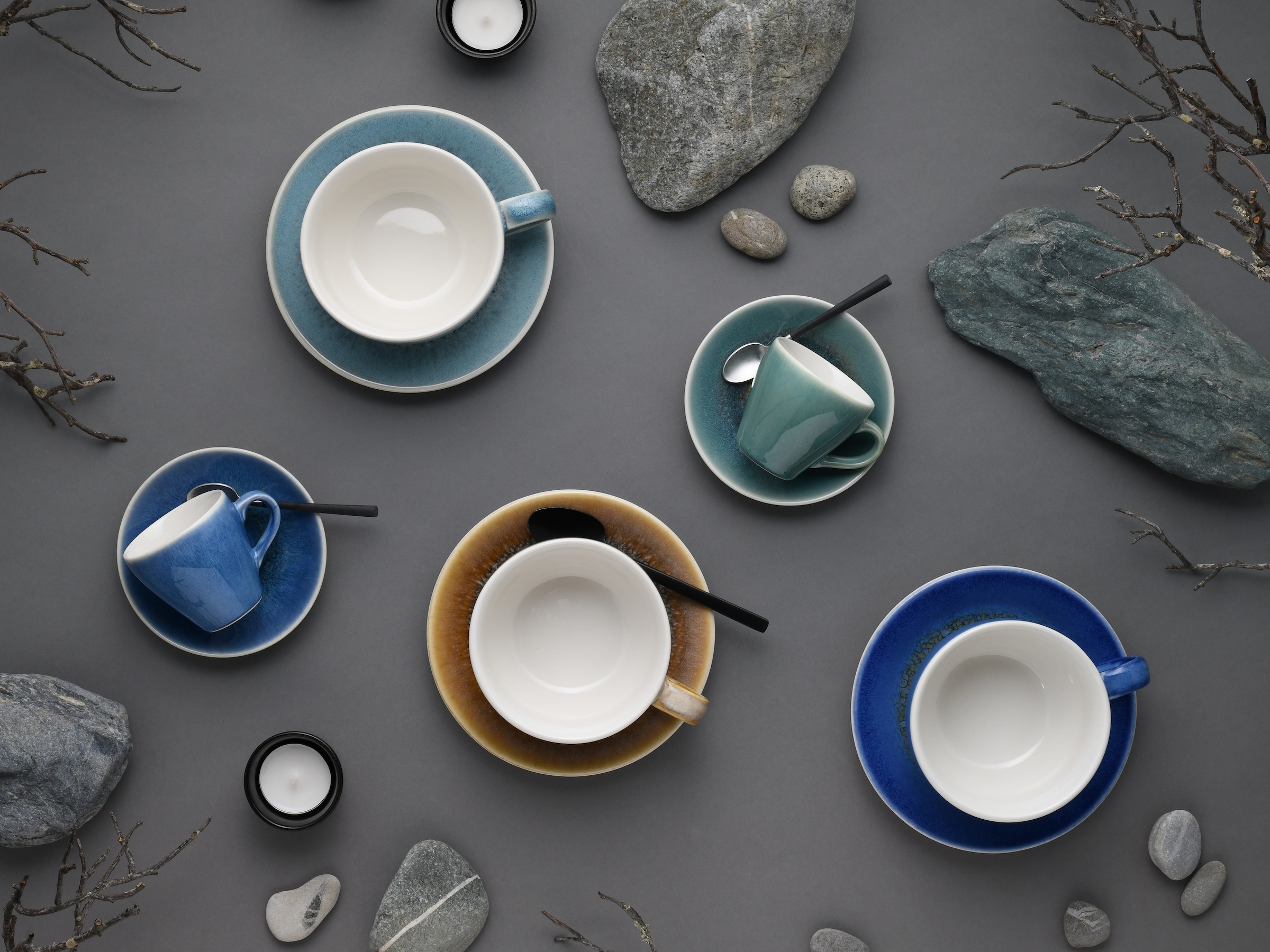 CreaTable Tasse »Caldera Mix, Bistrotassen-Set, 16-tlg.« Reaktivglasur