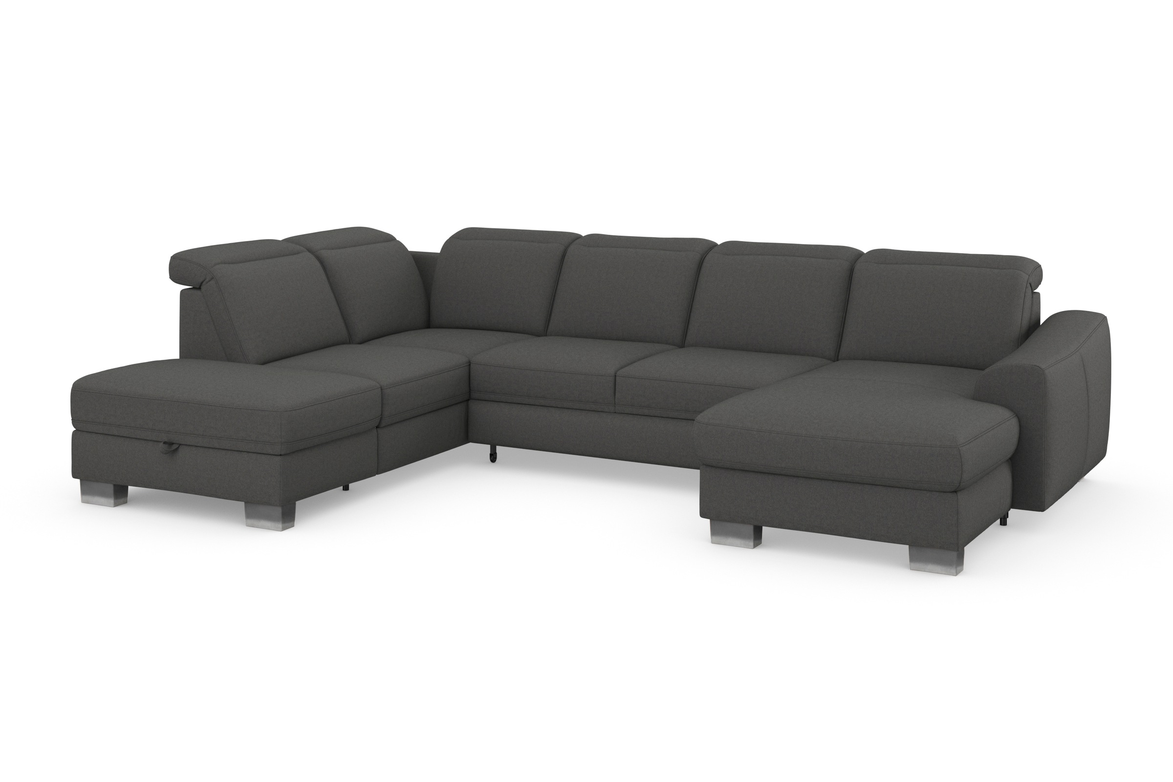sit&more Wohnlandschaft »Dundee U-Form«, mit Federkern und Edelstahlfüßen, wahlweise mit Kopfteilverstellung