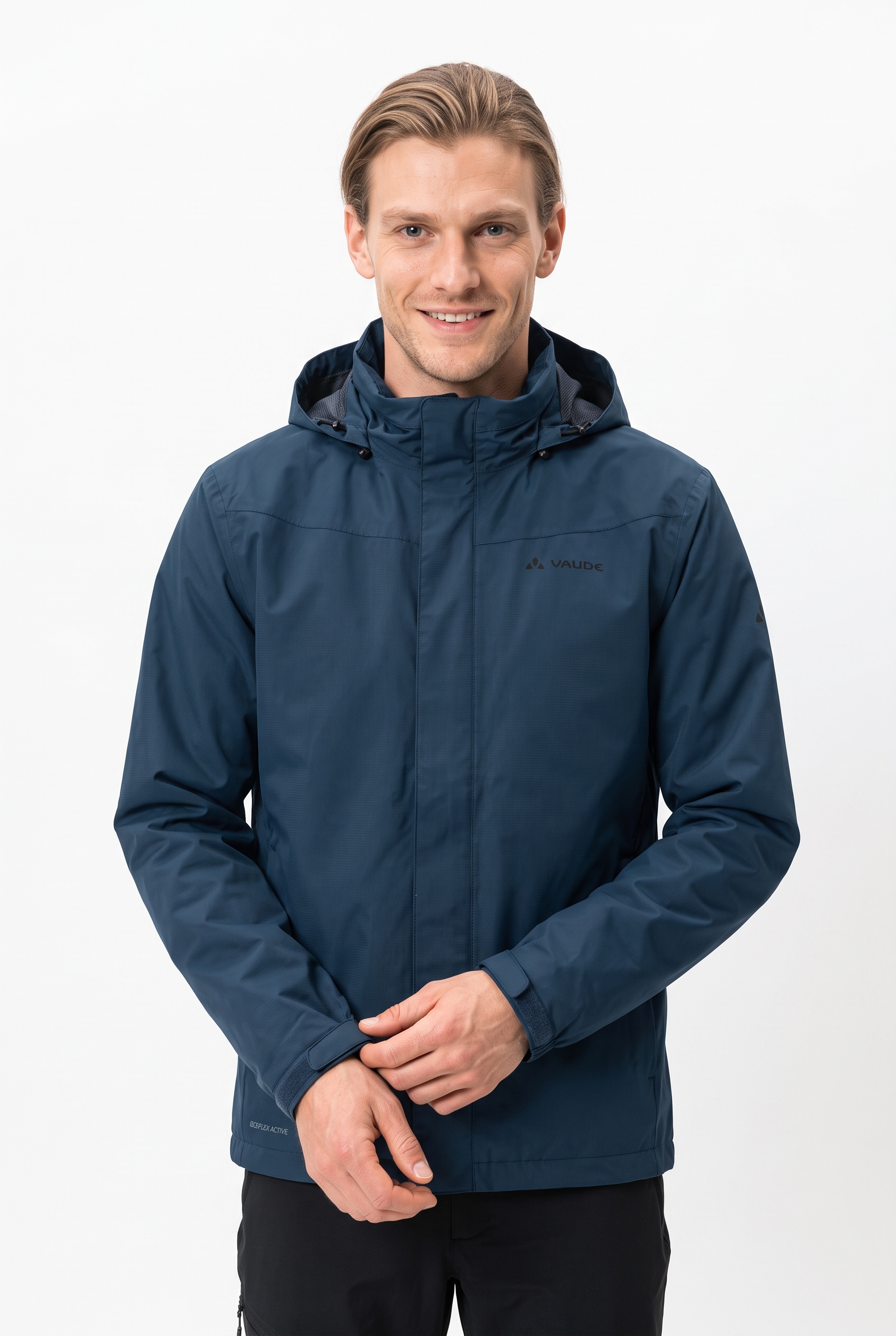 Vaude Herren VAUDE Fahrradjacke »Men's Escape Bike Light Jacket« mit Kapuze mit leichtem Material, mit Reißverschlusstaschen blau S