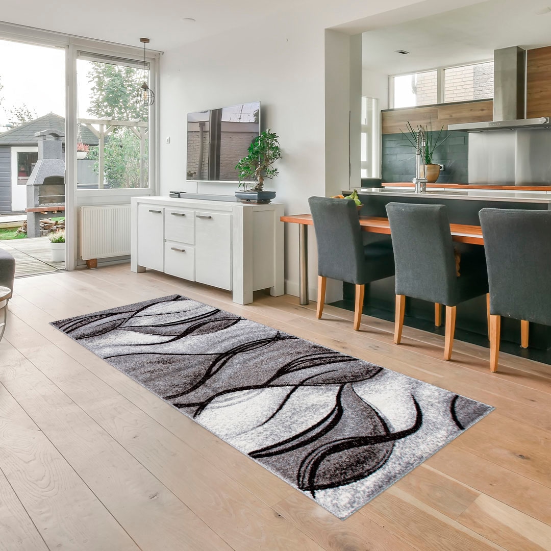 my home Läufer »Tritom«, rechteckig, 9 mm Höhe, mit besonders weichem Flor, Kurzflor, modernes Wellen Muster