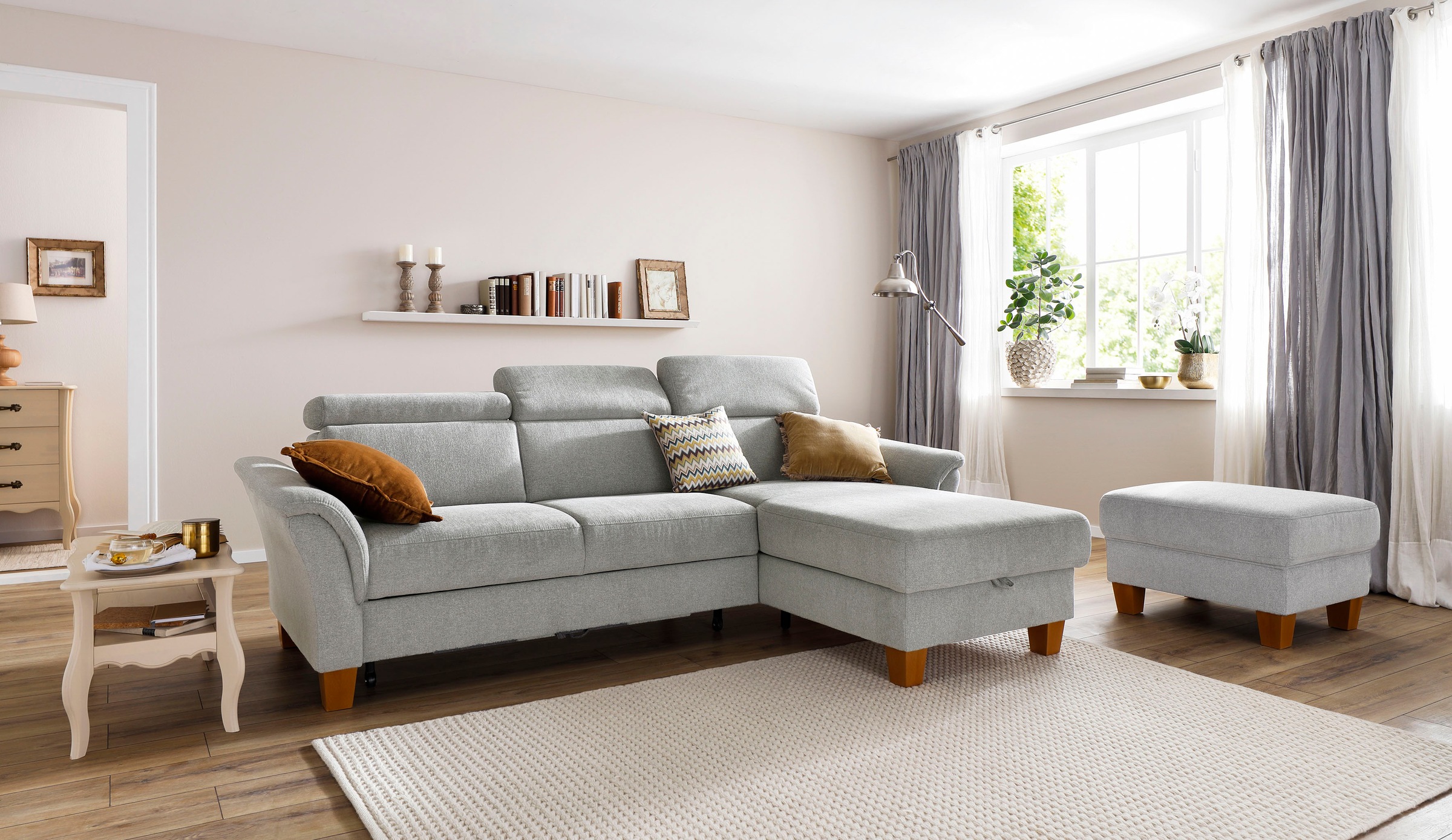 Home affaire Ecksofa »Conville L-Form«, Federkern, wahlweise mit Bettfunktion und Bettkasten bzw. Stauraum