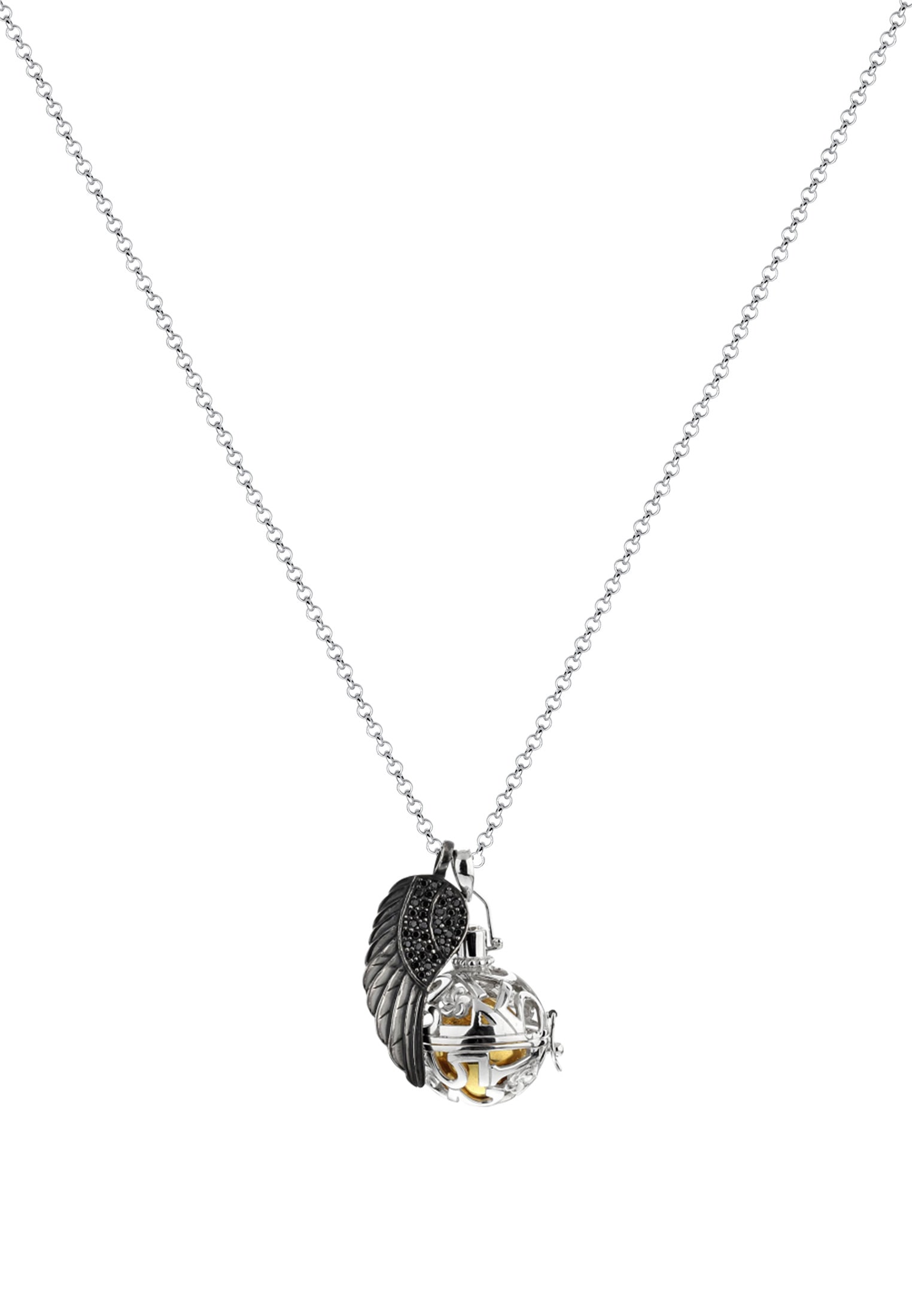 Nenalina Kette mit Anhänger »Engelsflüsterer Ornament Fügel Zirkonia 925 Silber«