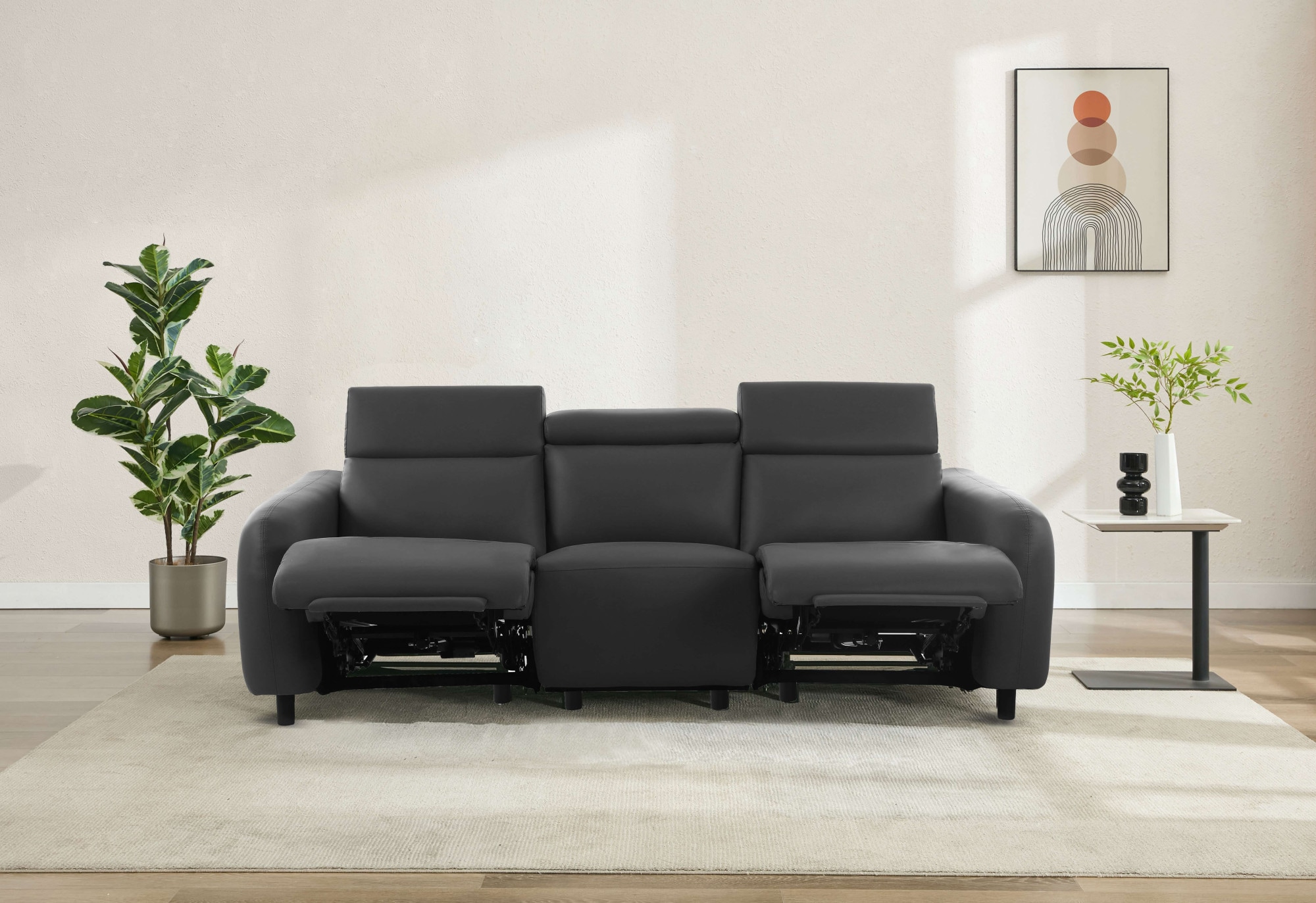 Home affaire 3-Sitzer »SKAANE Kunstleder, Sofa mit manueller-u. elektrischer Relaxfunktion«, Relax-Funktion in 2 Sitzen, Kopfteilverstellung, Federkernpolsterung