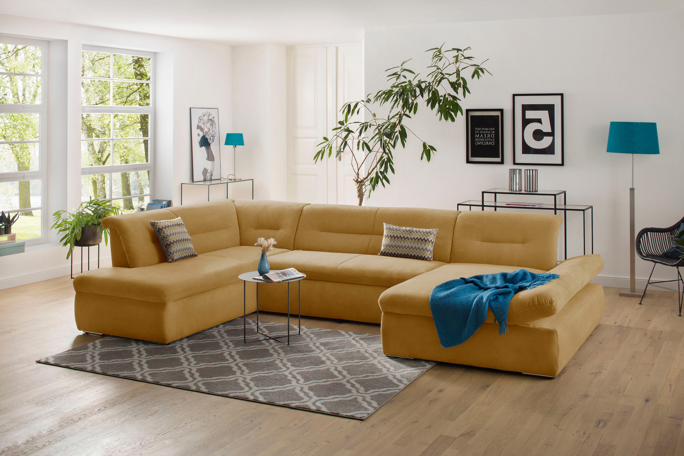 Home affaire Wohnlandschaft »Avesa U-Form« Wahlweise mit Armteilverstellung günstig online kaufen