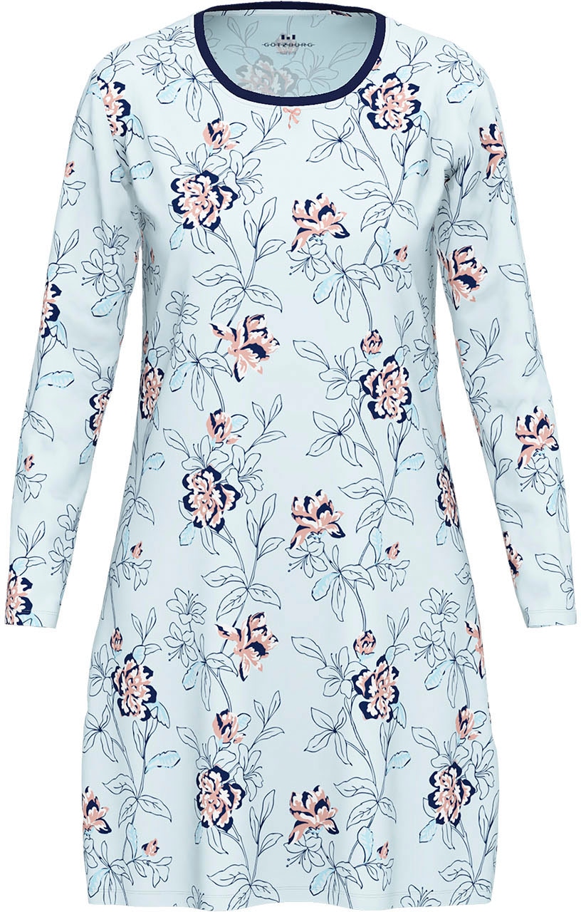 GÖTZBURG Nachthemd, mit floralem Print und langen Ärmeln für stylische Nächte