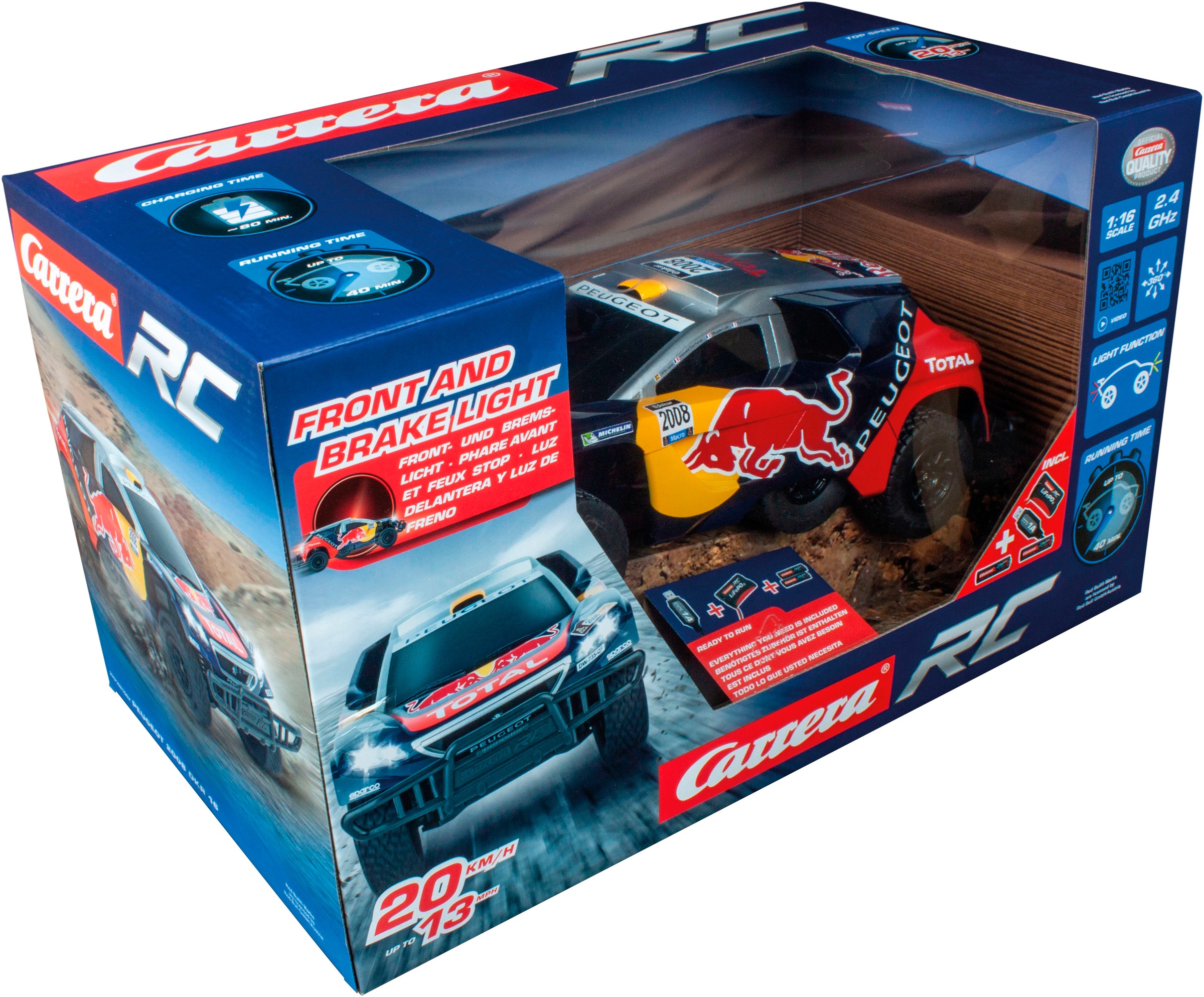 Carrera® RC-Auto »Carrera® RC, Peugeot 2008 DKR 2016 - Red Bull, 2,4 GHz«