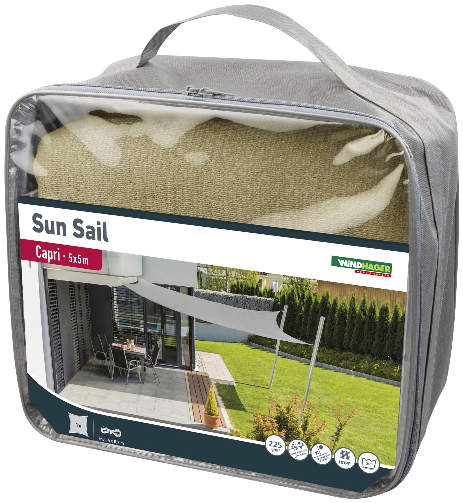 Windhager Sonnensegel »Capri Quadrat«, 5x5m, champagner