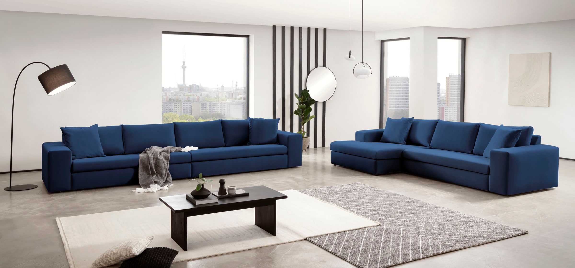 andas Ecksofa »SLEETLAND XXL in Samtvelours oder Vintage-Leder-Optik, L-Form,«, besonders groß und bequem