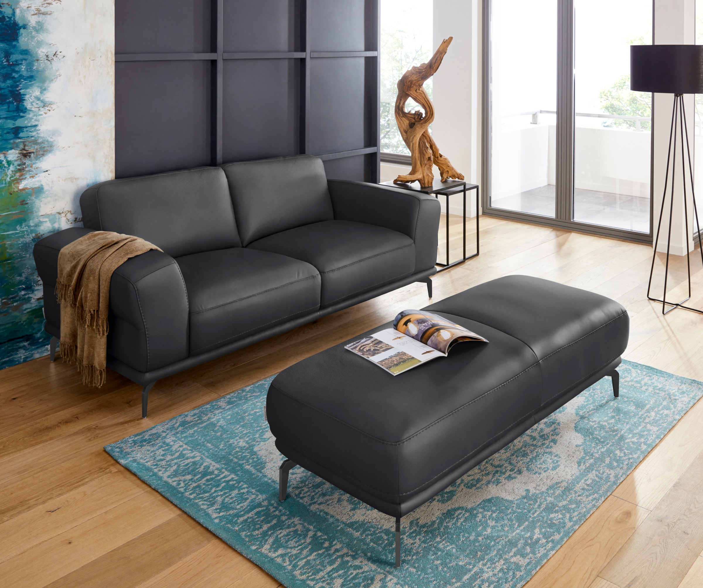 W.SCHILLIG 2-Sitzer »montanaa«, mit Metallfüßen in Schwarz pulverbeschichtet, Breite 192 cm