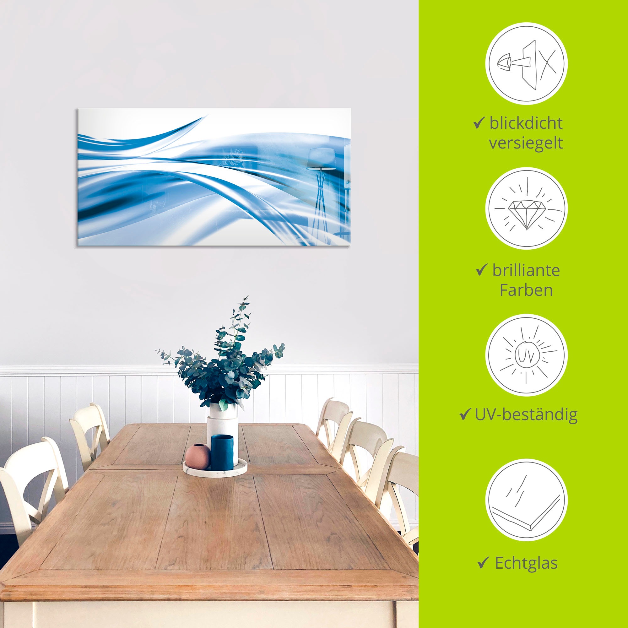 Artland Glasbild »Schöne Welle - Abstrakt«, Gegenstandslos, (1 St.), in verschiedenen Größen