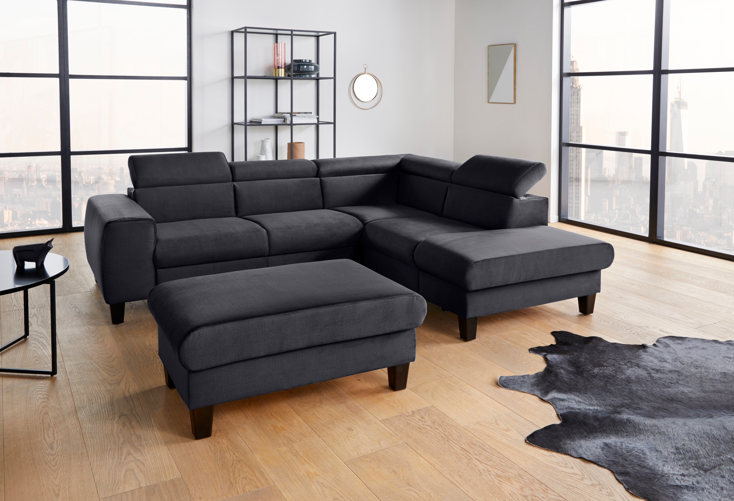 COTTA Ecksofa »Morven L-Form« wahlweise mit Bettfunktion, Bettkasten & Wireless-Charger