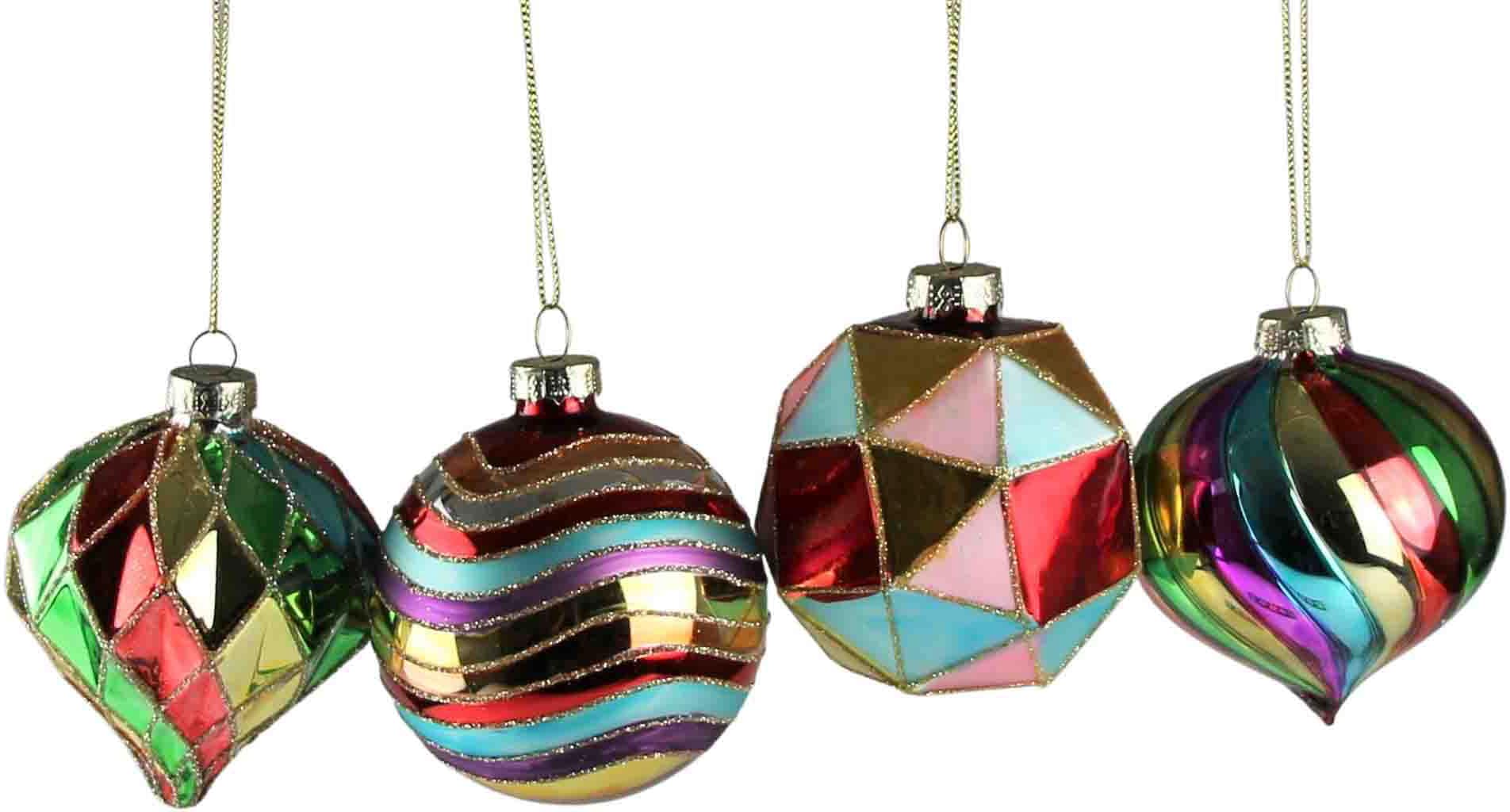 (Set, Weihnachtsbaumkugel Design Glas«, »Weihnachtsdeko, St.), handdekoriert Christbaumschmuck, mundgeblasen Christbaumkugeln aus AM 12 und kaufen