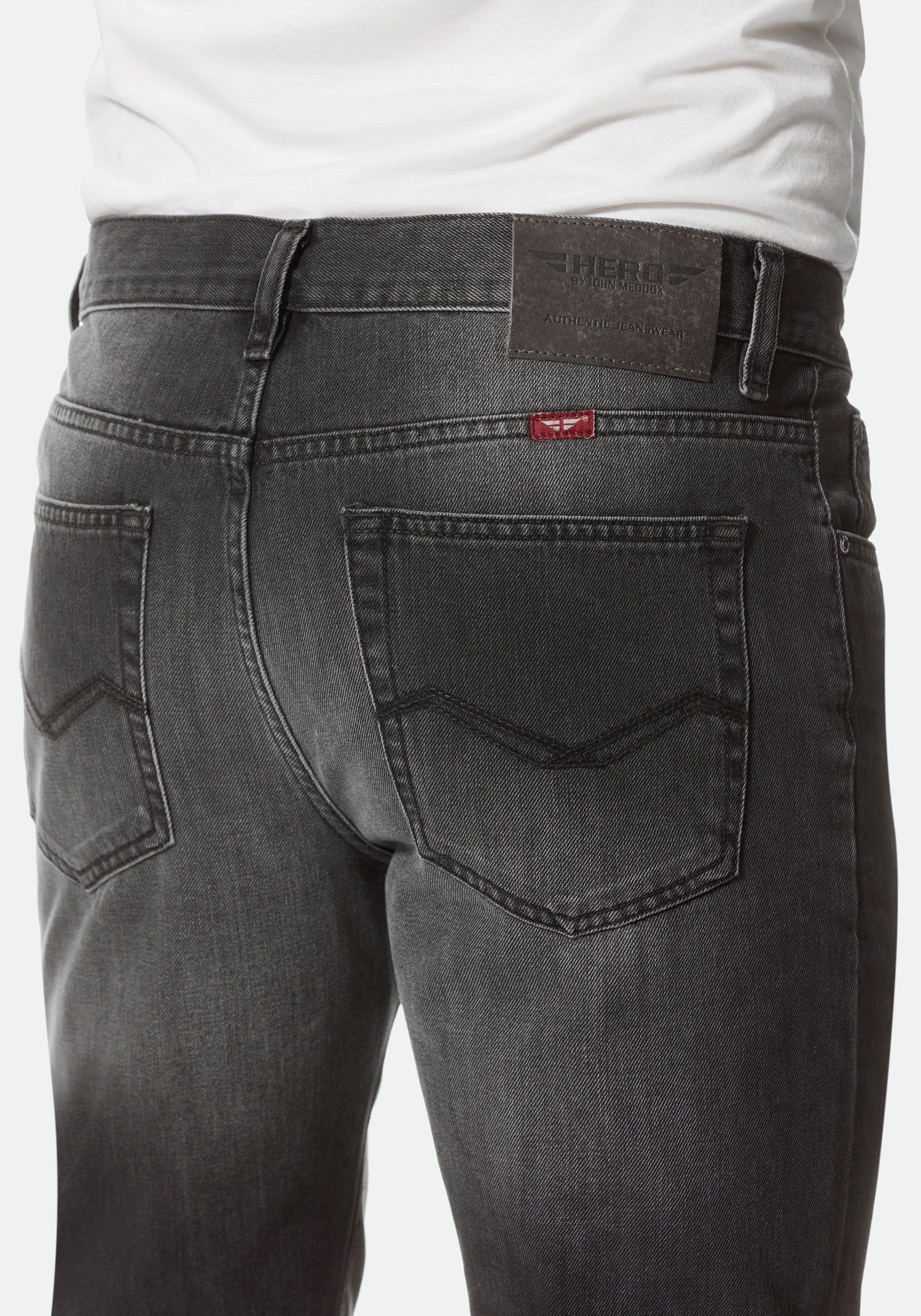 HERO by John Medoox 5-Pocket-Jeans »Denver Regular Straight Stretch«, Straight Fit Casual Clean Wash Denim Jeans für Herren