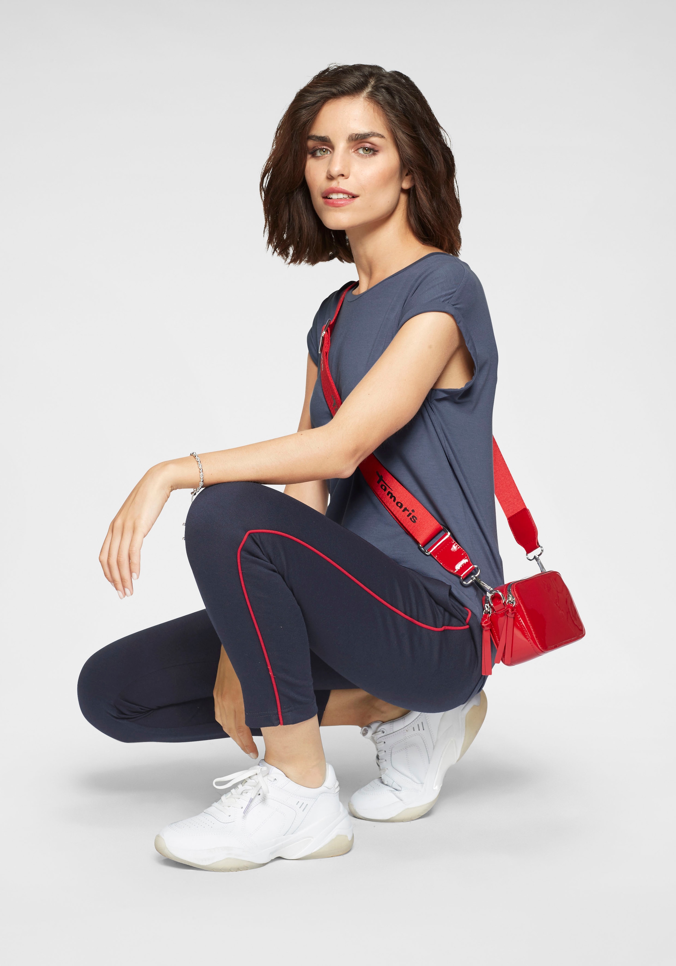 Tamaris T-Shirt, Kurzarm, Regular Fit, unifarben, mit Rundhalsausschnitt