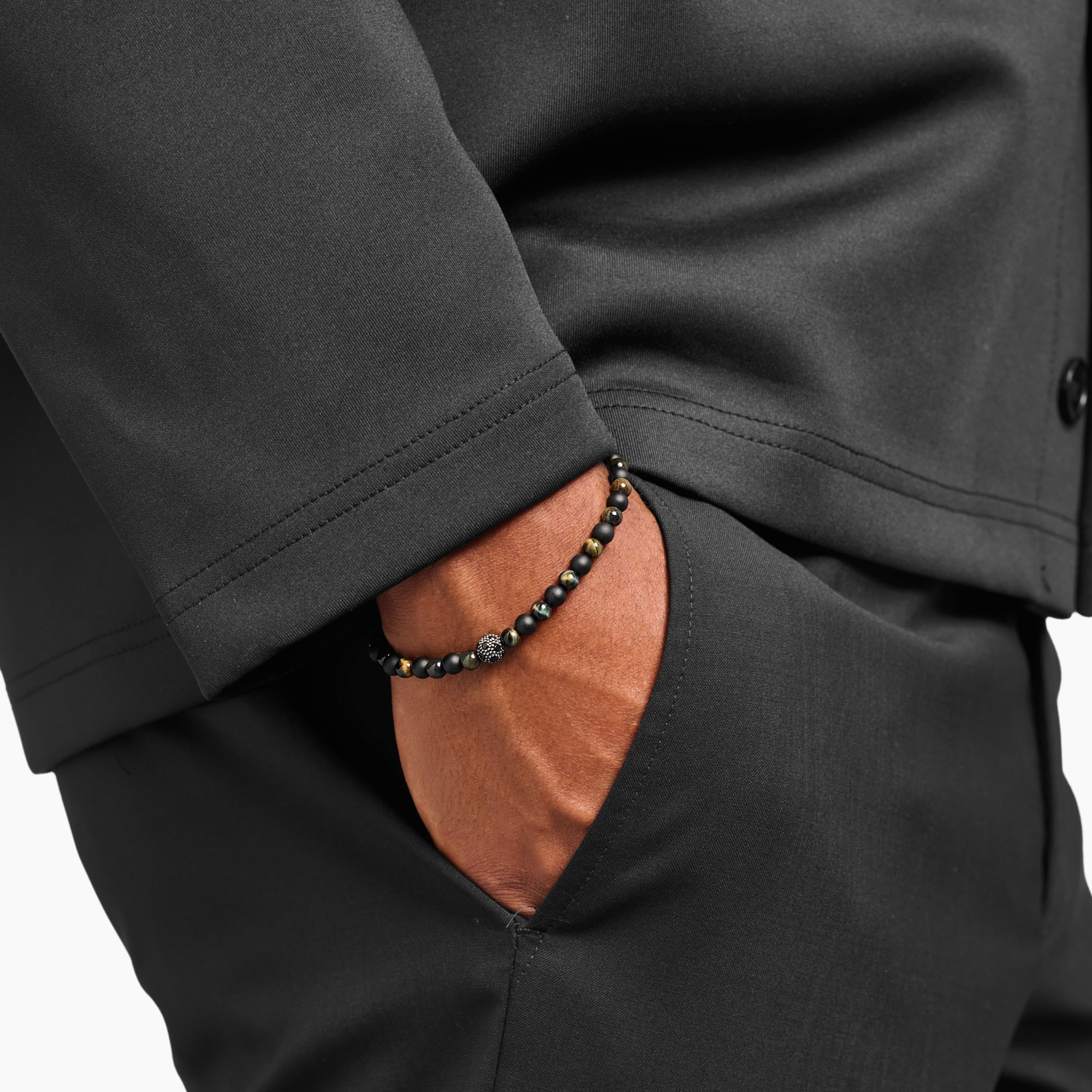 THOMAS SABO Armband »Talisman-Armband Obsidian und Tigerauge« mit Zirkonia (synth.), Tigerauge, Obsidian