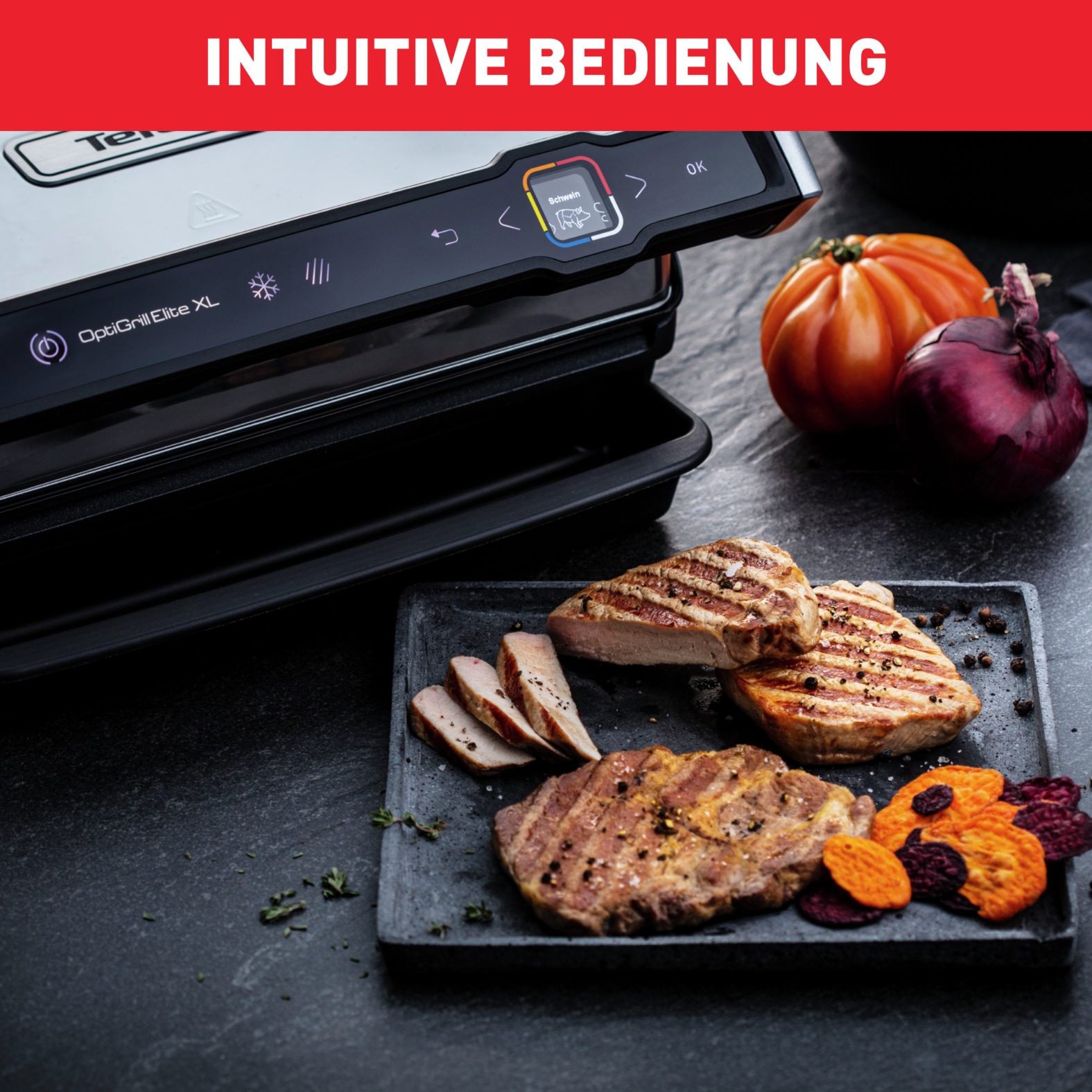 Tefal Kontaktgrill »OptiGrill Elite XL, spülmaschinengeeignete Platten«, 2200 W, Countdown zum Grillergebnis, Grillboost für Grillstreifen, GC760D
