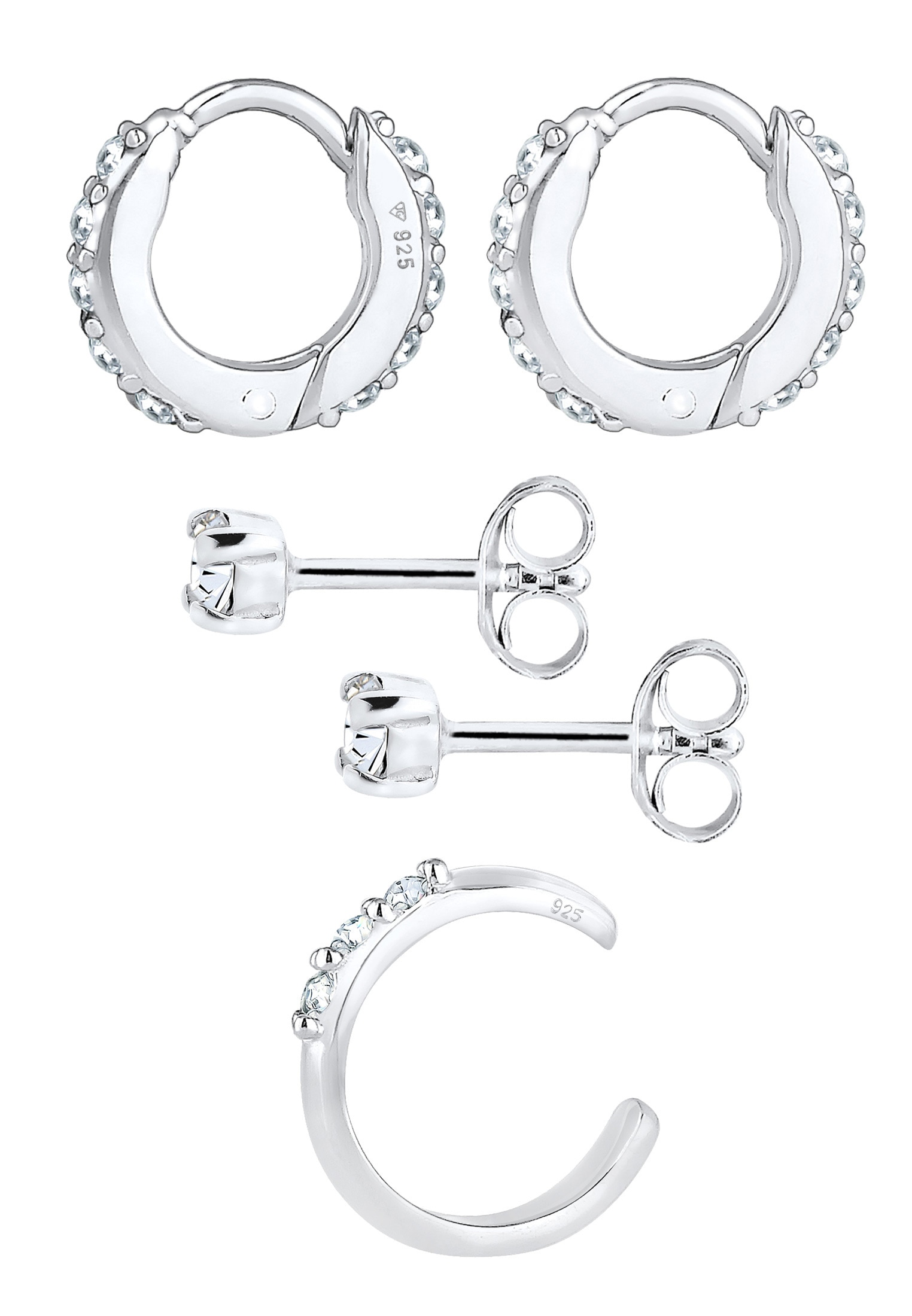 Elli Ohrring-Set »3er Set 925 Silber, mit Kristallen von Swarovski®«