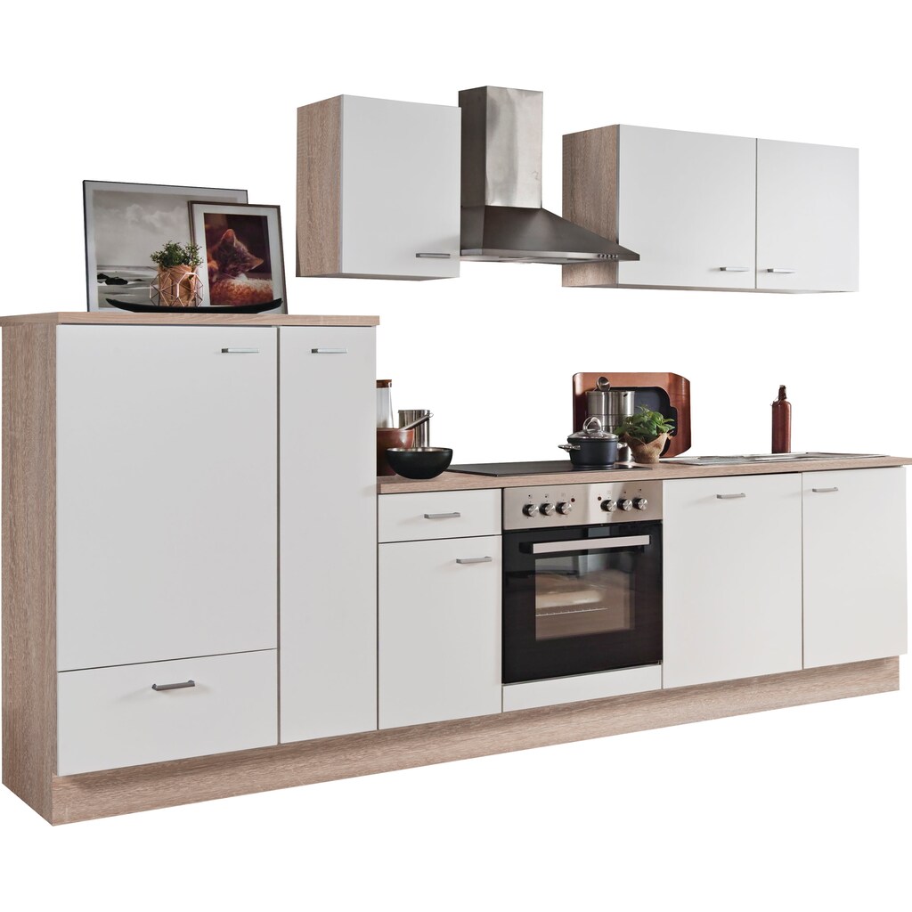 Menke Küchen Küchenzeile »Classic«, Küchenzeile mit E-Geräten, Breite 300 cm