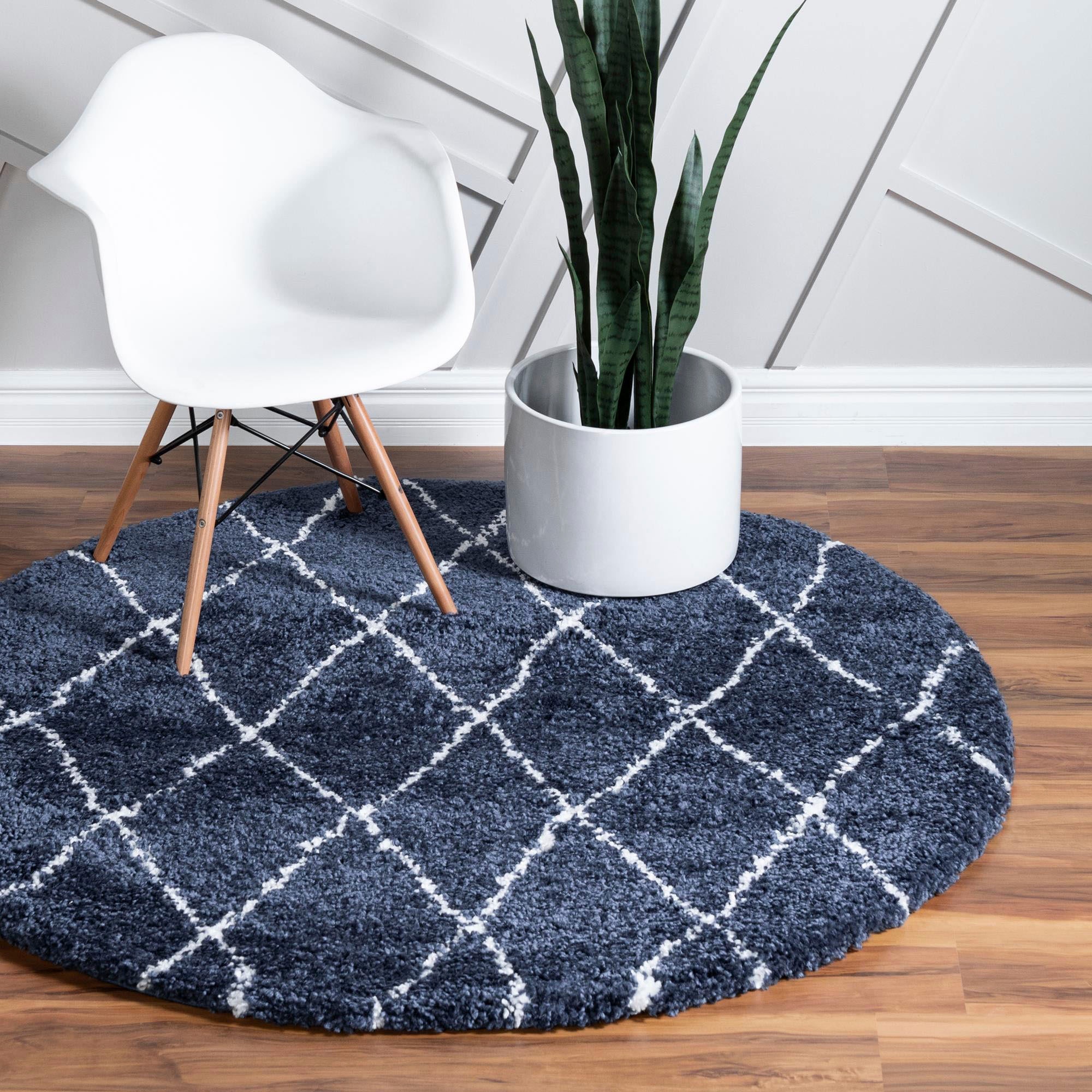 Myflair Möbel & Accessoires Hochflor-Teppich »Temara Shag Lagerräumung«, rund, 51 mm Höhe, gewebt, Rauten Design, weich & kuschelig