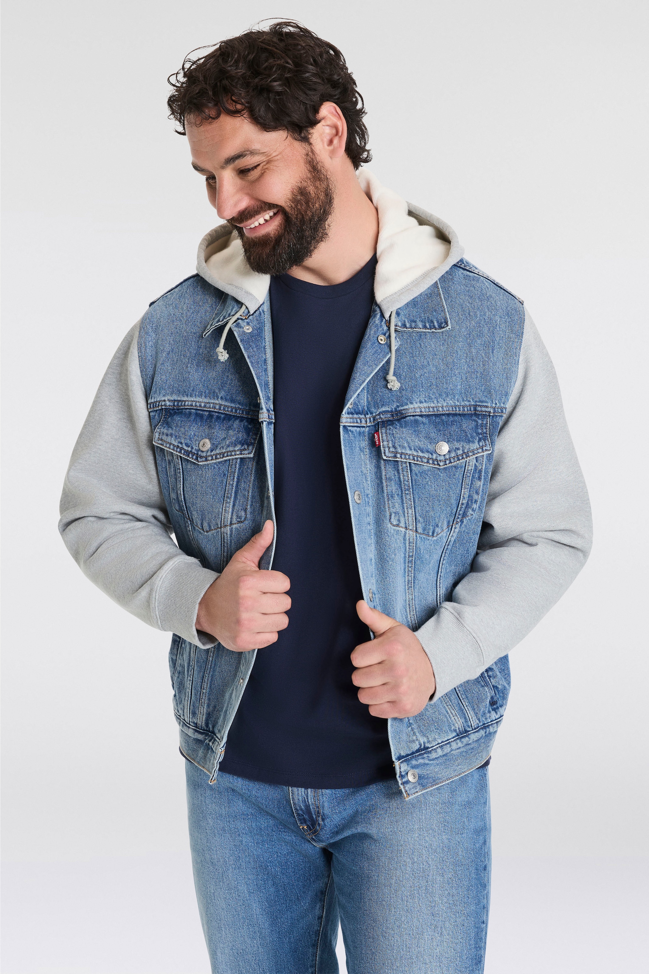 Levi's® Plus Hybridjacke, mit Kapuze, mit Sweat Kapuze und Ärmeln