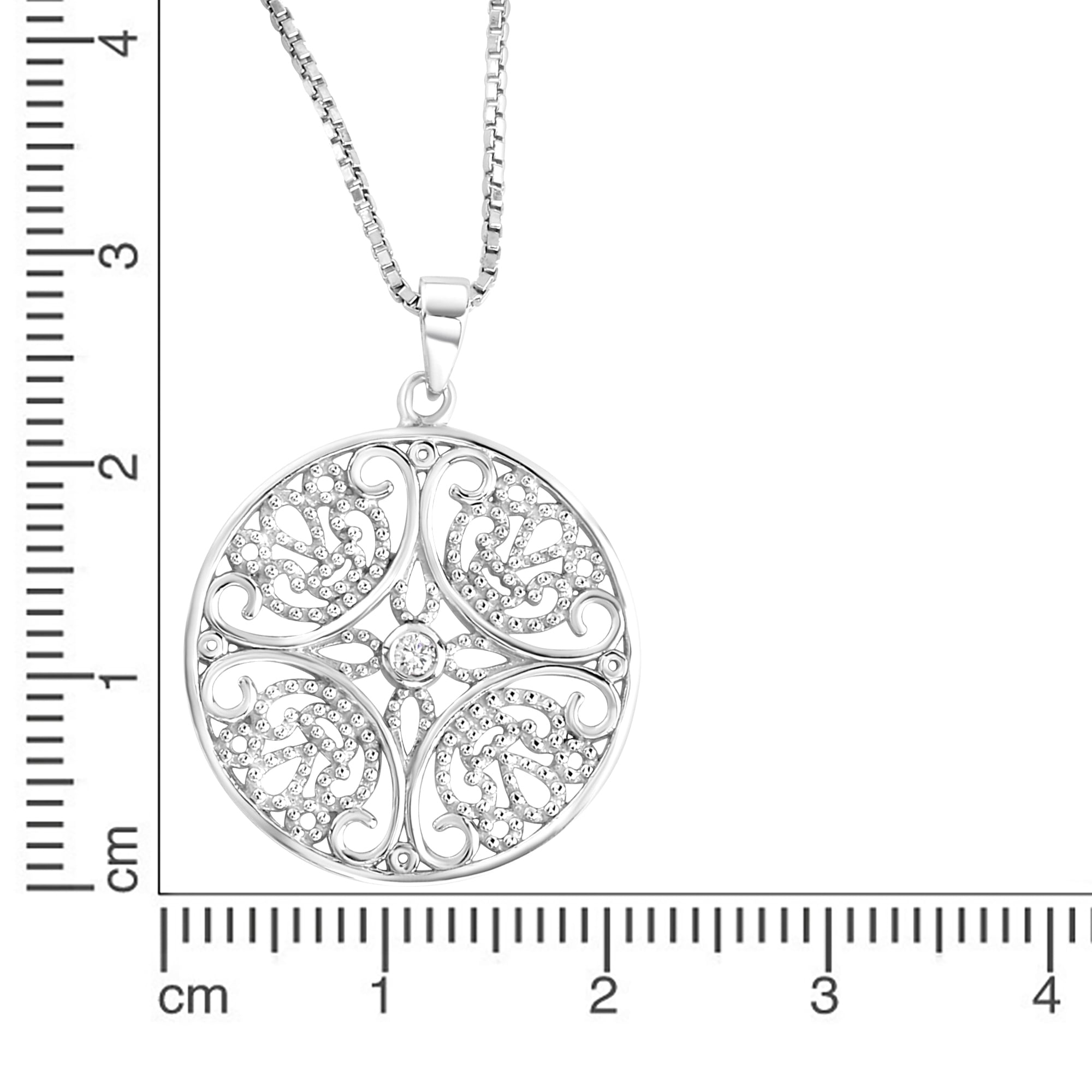 Zeeme Kette mit Anhänger »Silber 925 rhodiniert mit Zirkonia weiß«