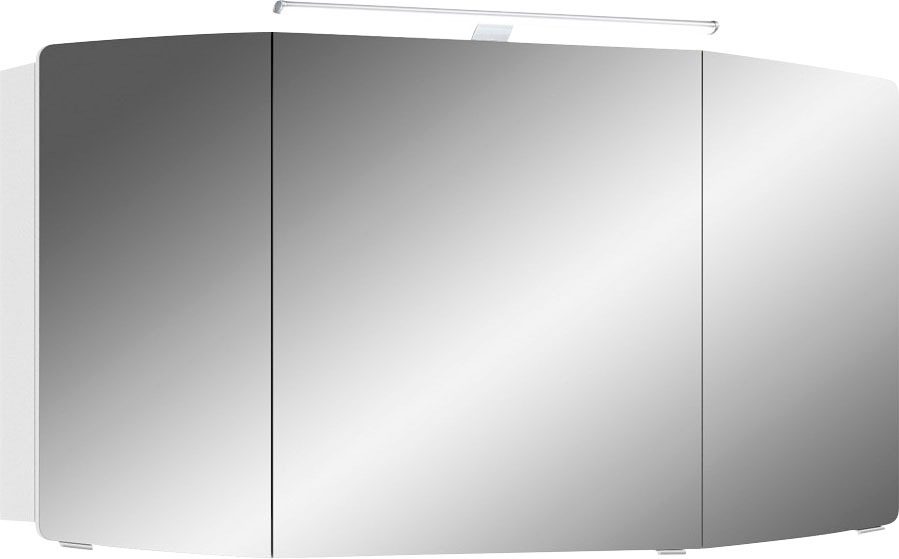 Saphir Badmöbel-Set »Cassca Sprint 4-teilig Mineralmarmor-Waschtisch mit LED-Spiegelschrank«, (5 St.), Midischrank, Unterschrank, inkl. Türdämpfer, 7 Türen, 5 Schubladen