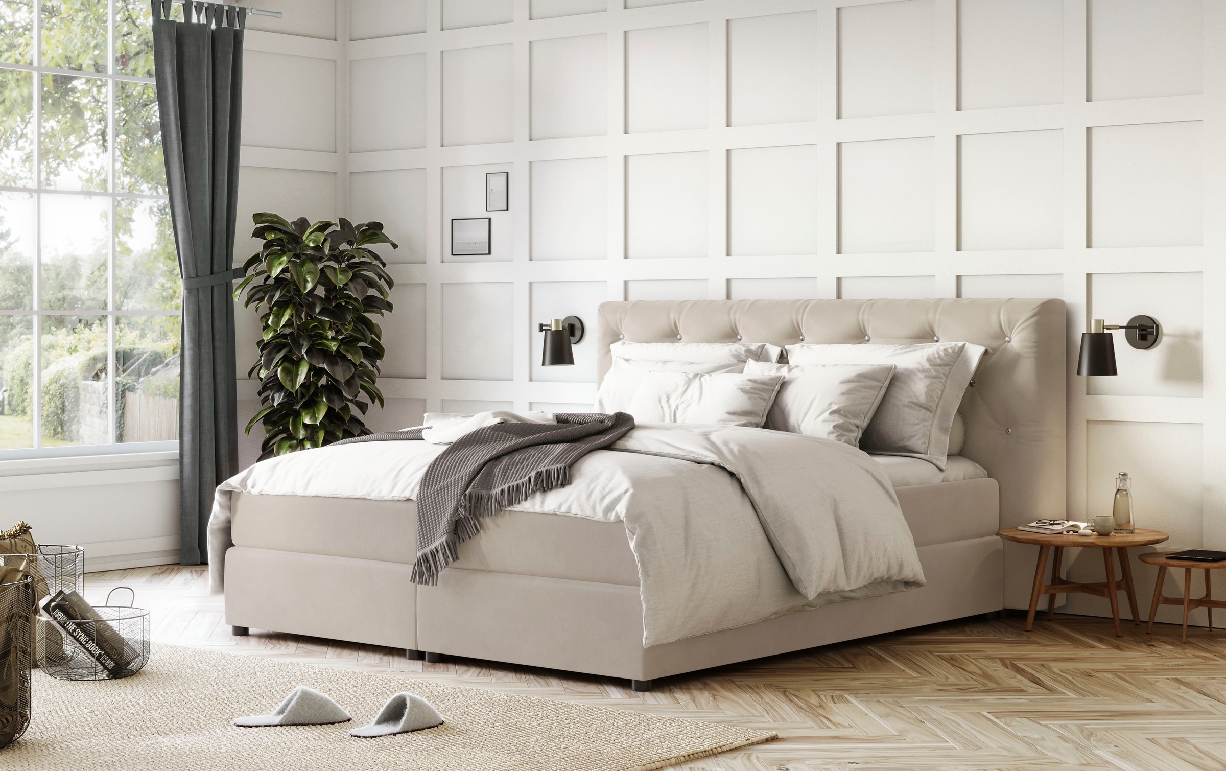 COTTA Boxspringbett »Castle«, mit Strasssteinen im Kopfteil, inkl. Topper