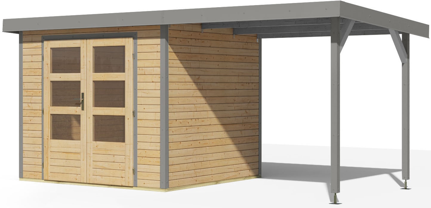 Karibu Gartenhaus »Jupiterino 3  SET, in verschiedenen Farben« inkl. Anbaudach