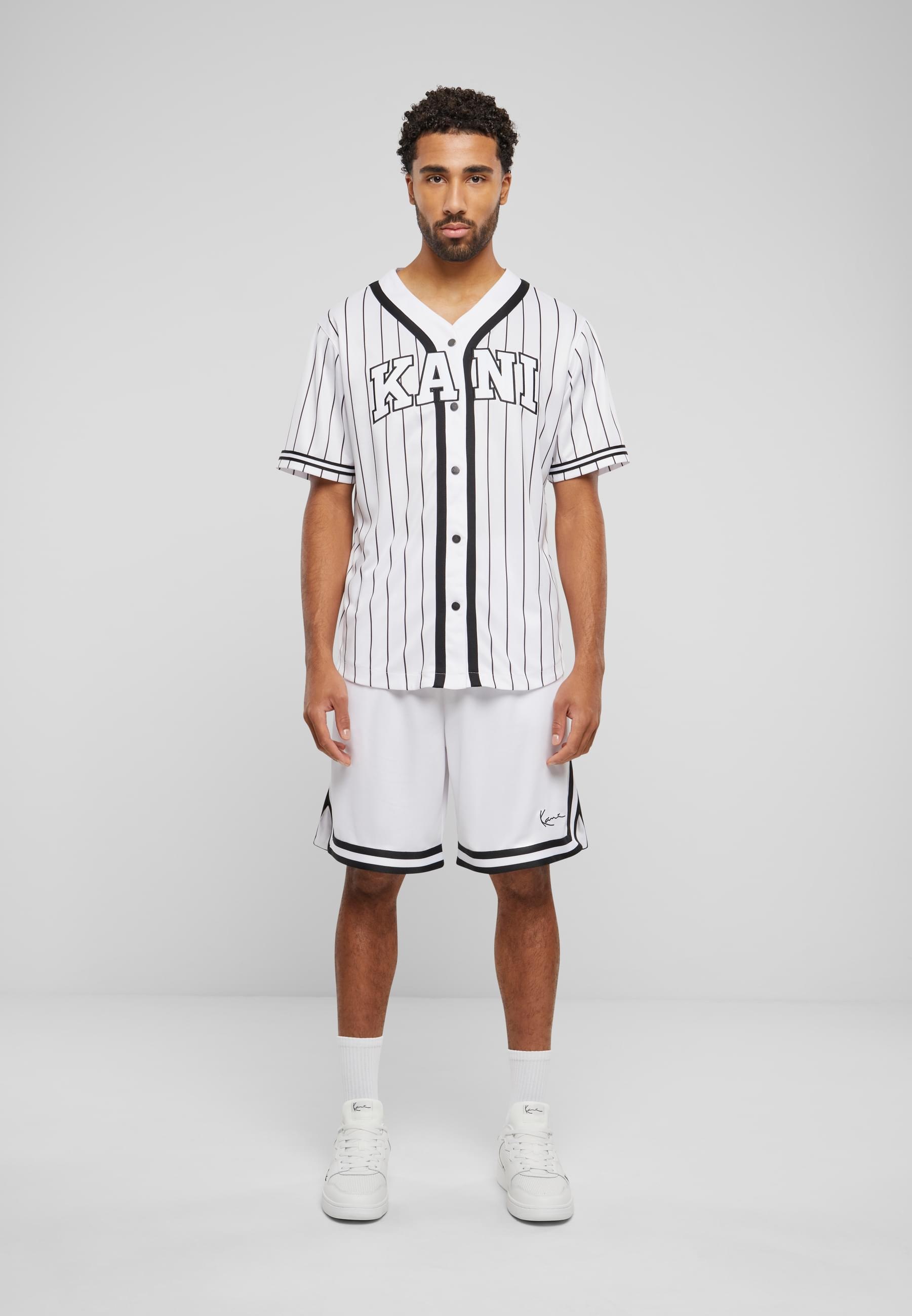 Karl Kani Langarmhemd »Karl Kani Herren KM221-115-2 Serif Pinstripe Baseball Shirt« 1 Stk.