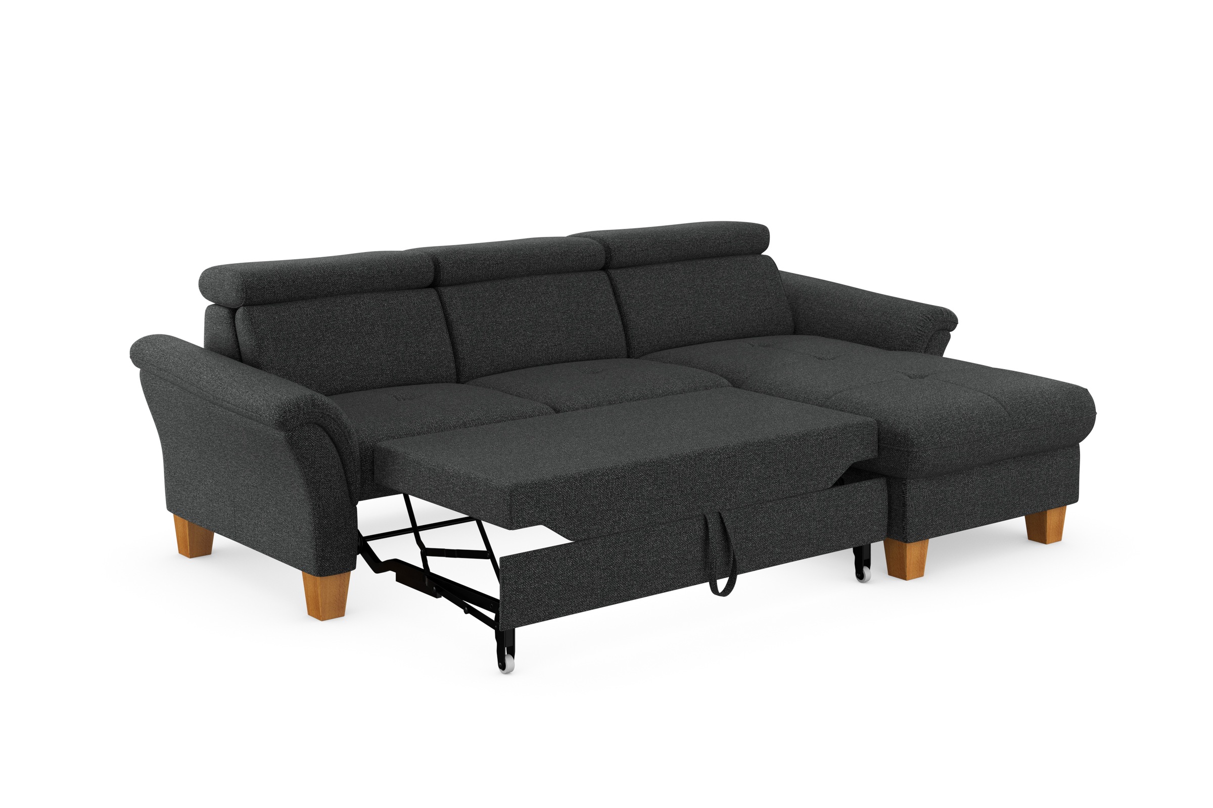 Home affaire Ecksofa »Lindgren L-Form«, wahlweise mit Bett mit klappbaren Rollen, Kasten und Kopfverstellung
