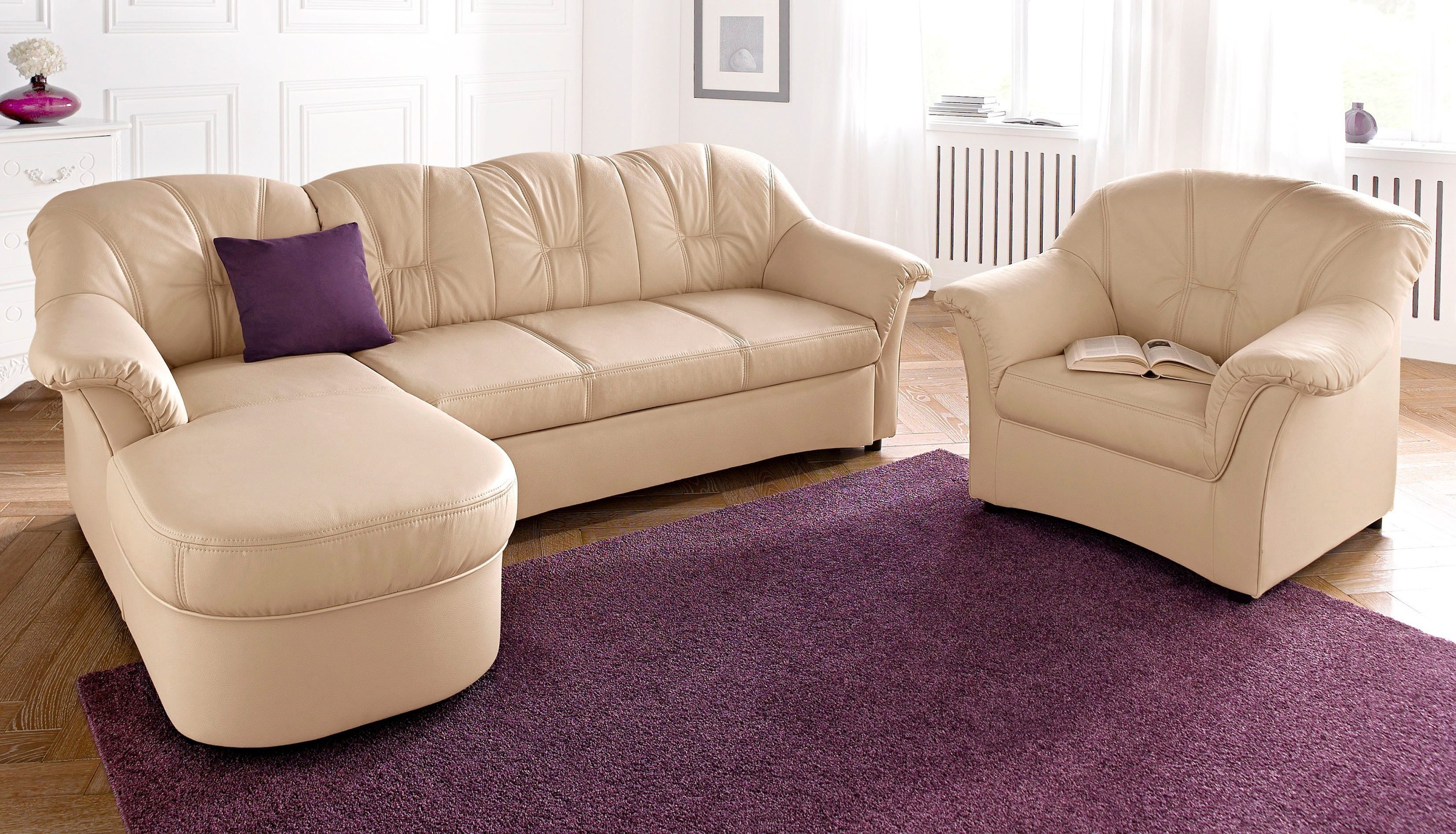 DOMO collection Ecksofa »Flores Schlafsofa, B/T/H: 233/142/86 cm, L-Form« w günstig online kaufen