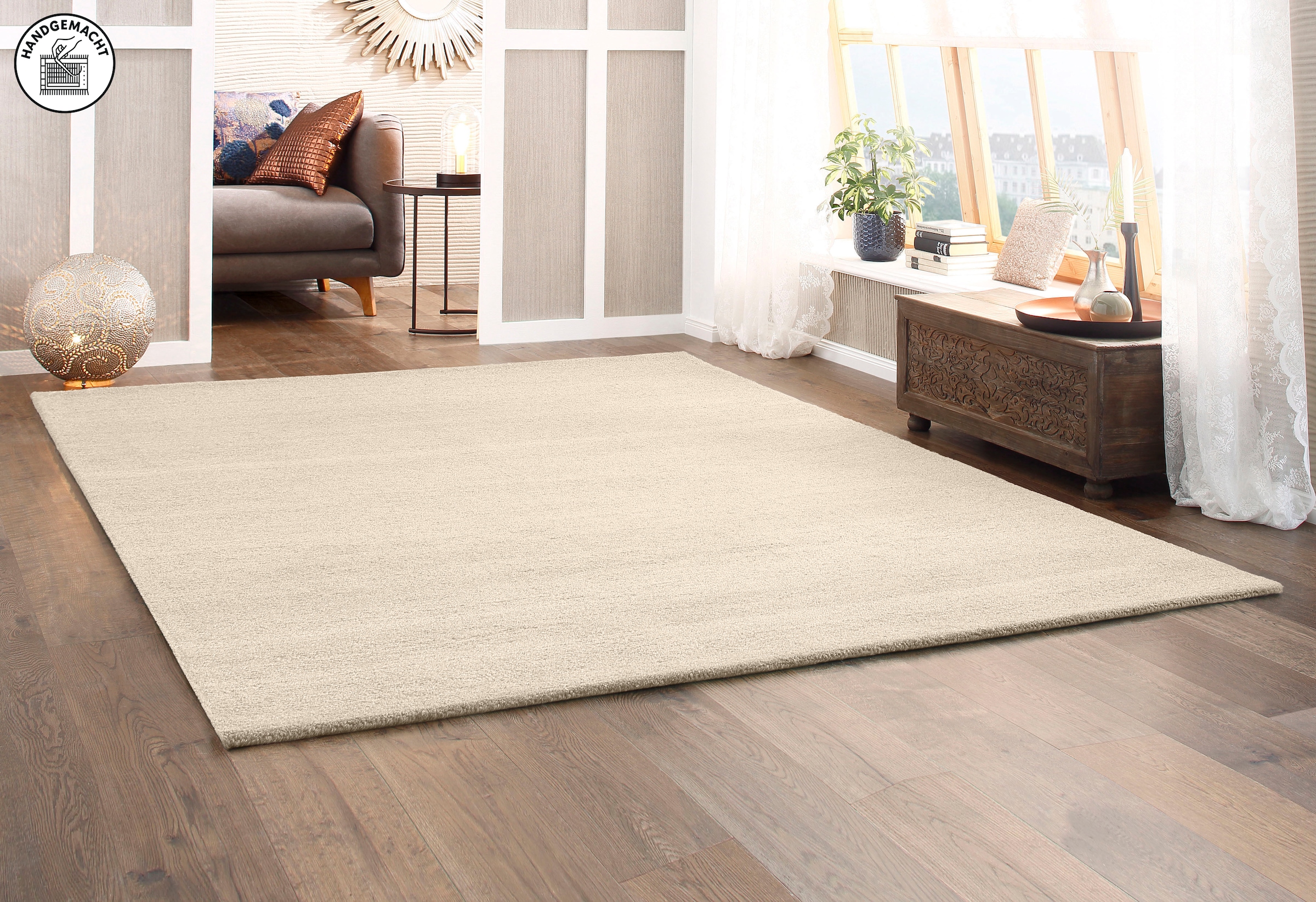 THEKO Wollteppich »Janne, Berber Teppich,  Wolle, meliert, handgearbeitet« rechteckig 20 mm Höhe handgetuftet, Wohnzimmer, Schlafzimmer, Esszimmer